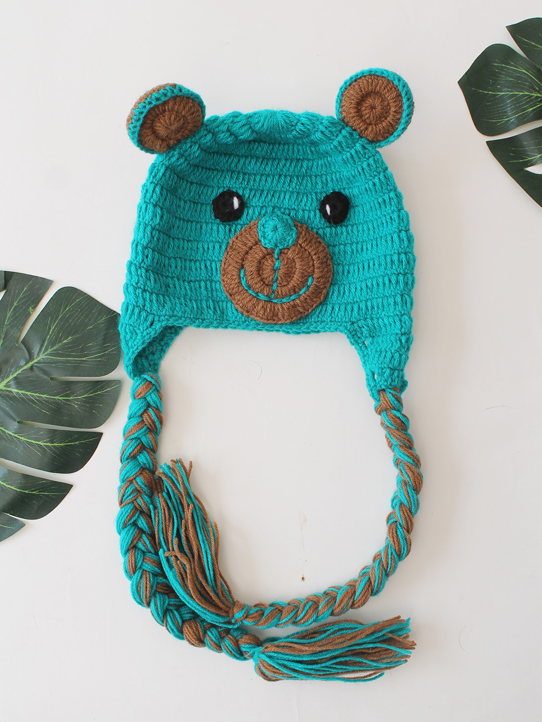 Woonie Crochet Bear Detailed Cap - Green