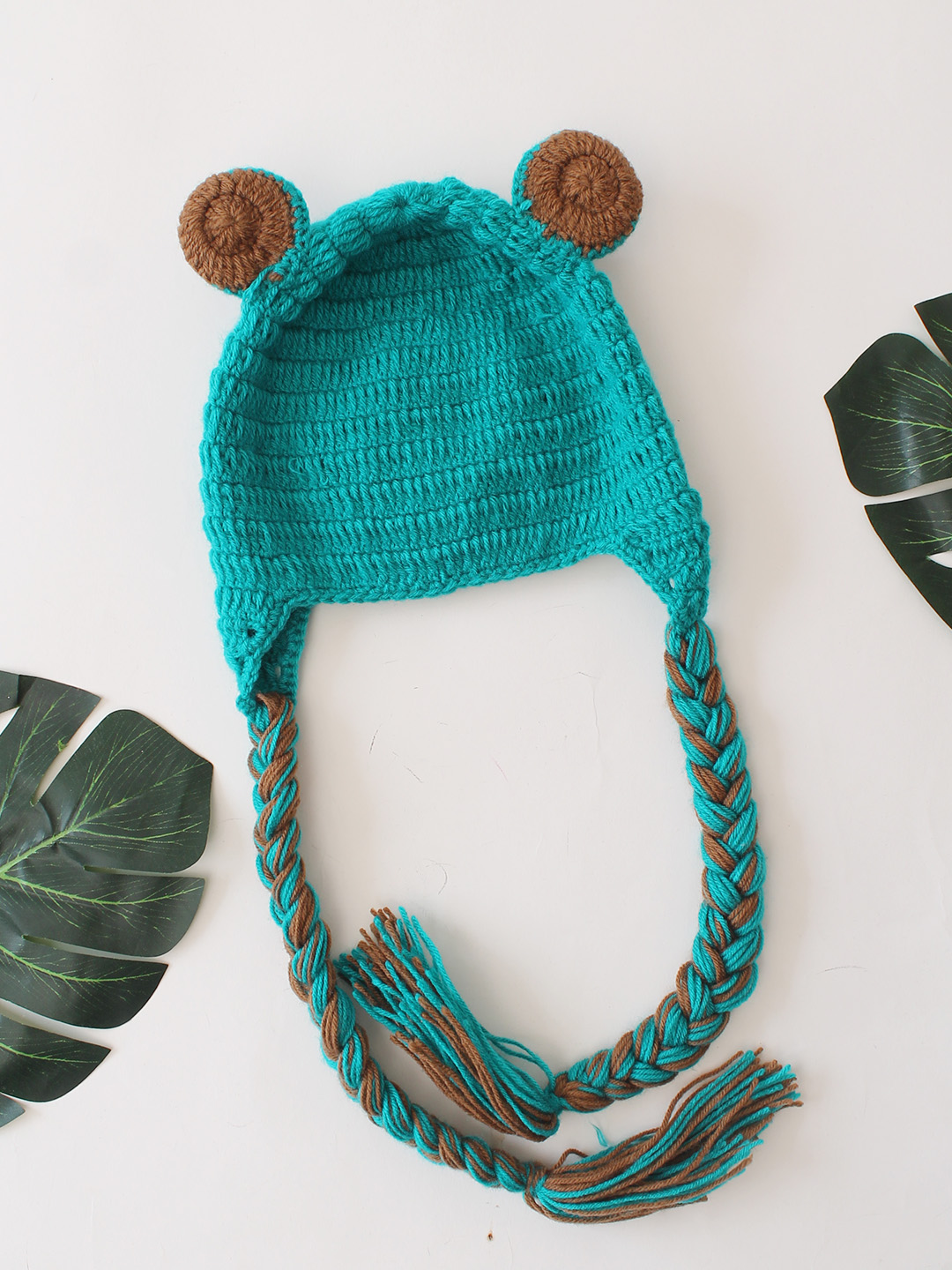 Woonie Crochet Bear Detailed Cap - Green