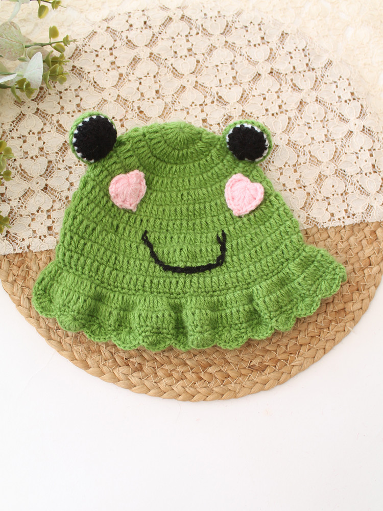 Image of Woonie Crochet Frog Detailed Cap - Green