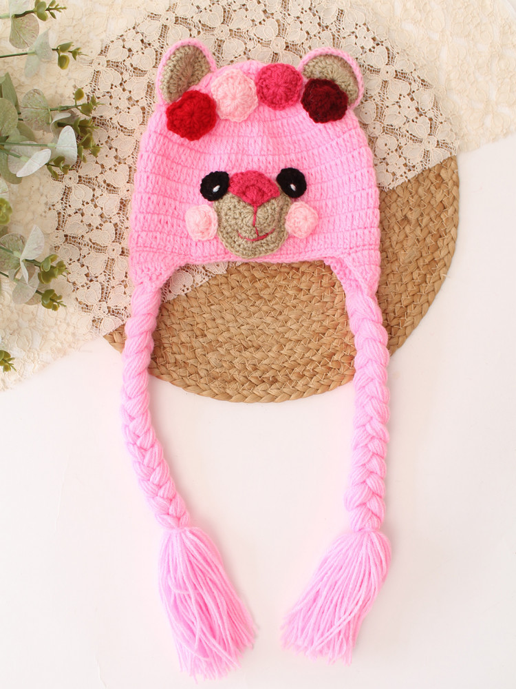 Image of Woonie Crochet Pig Pattern Cap - Pink