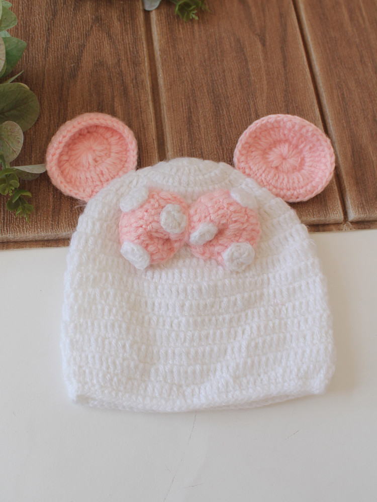 Image of Woonie Crochet Bow Detailed with Ear Cap - White