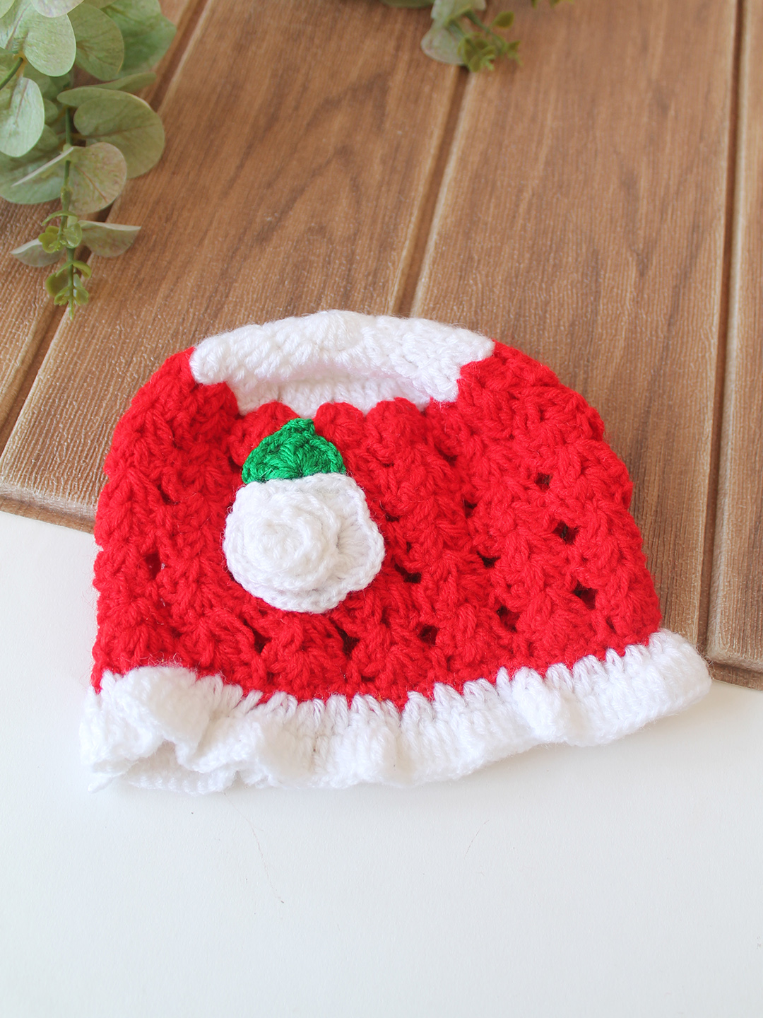 Woonie Crochet Floral Applique Detailed Cap - Pink
