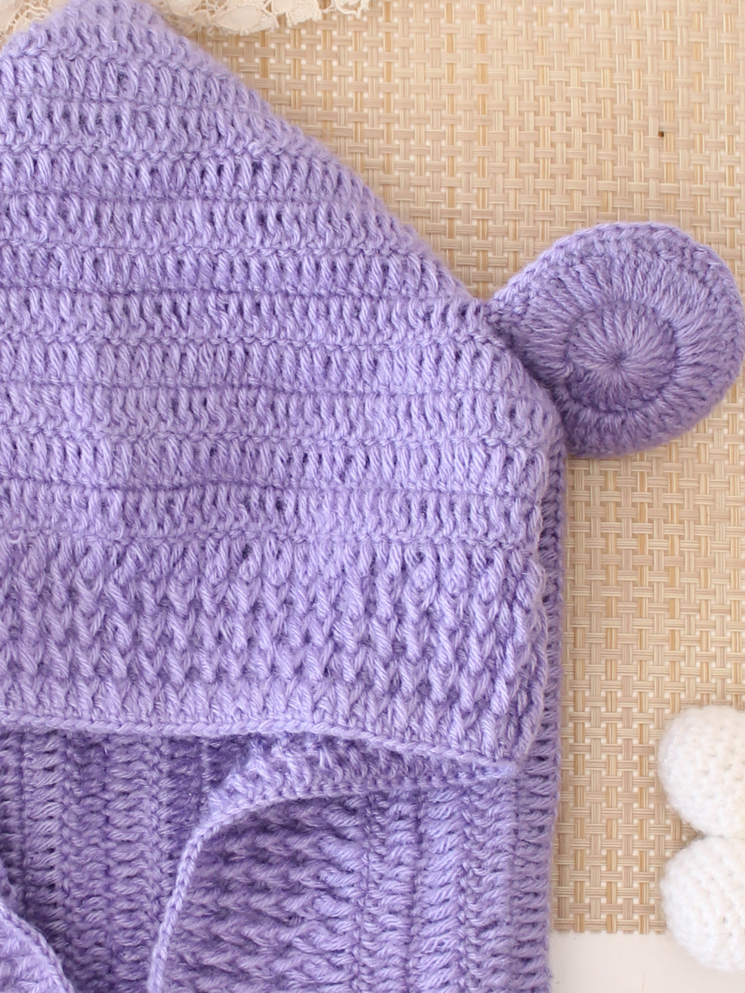 Woonie Crochet Hooded with Ear Cap - Purple