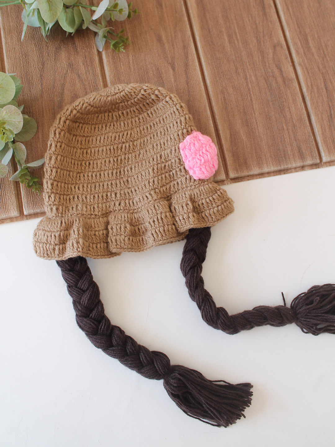 Woonie Crochet Bow Detailed Cap - Beige