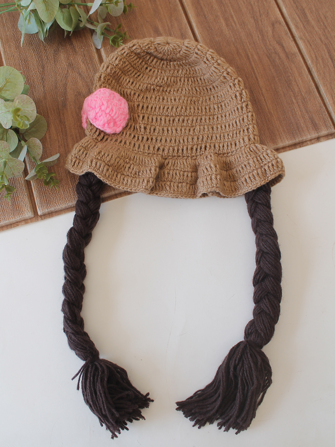 Woonie Crochet Bow Detailed Cap - Beige