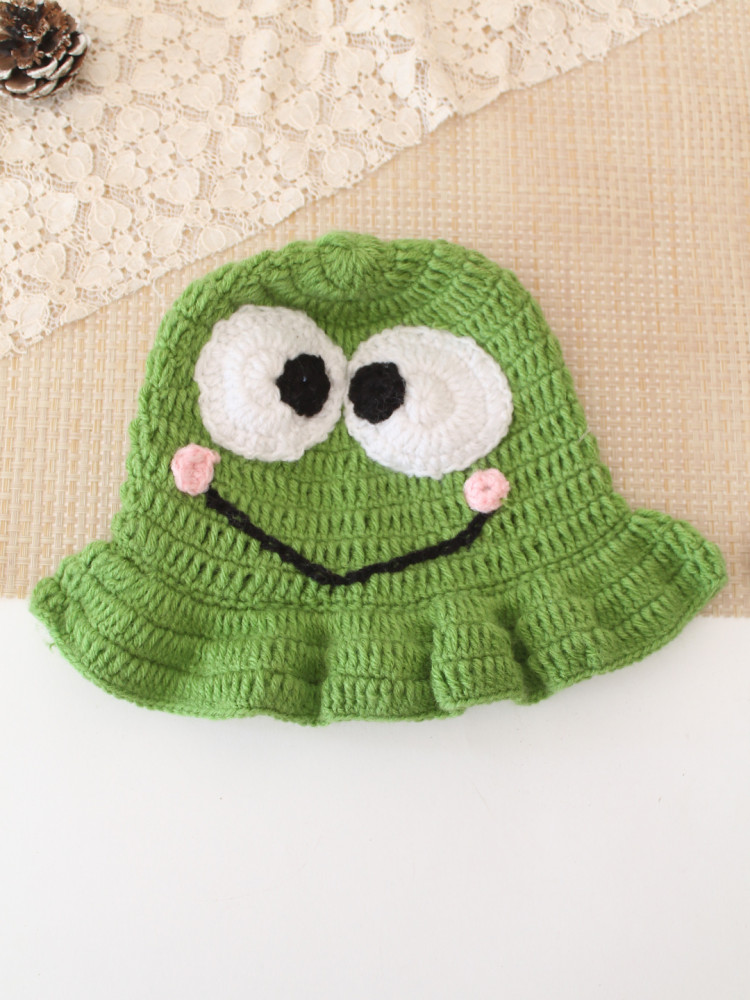 Image of Woonie Crochet Frog Detailed Cap - Green