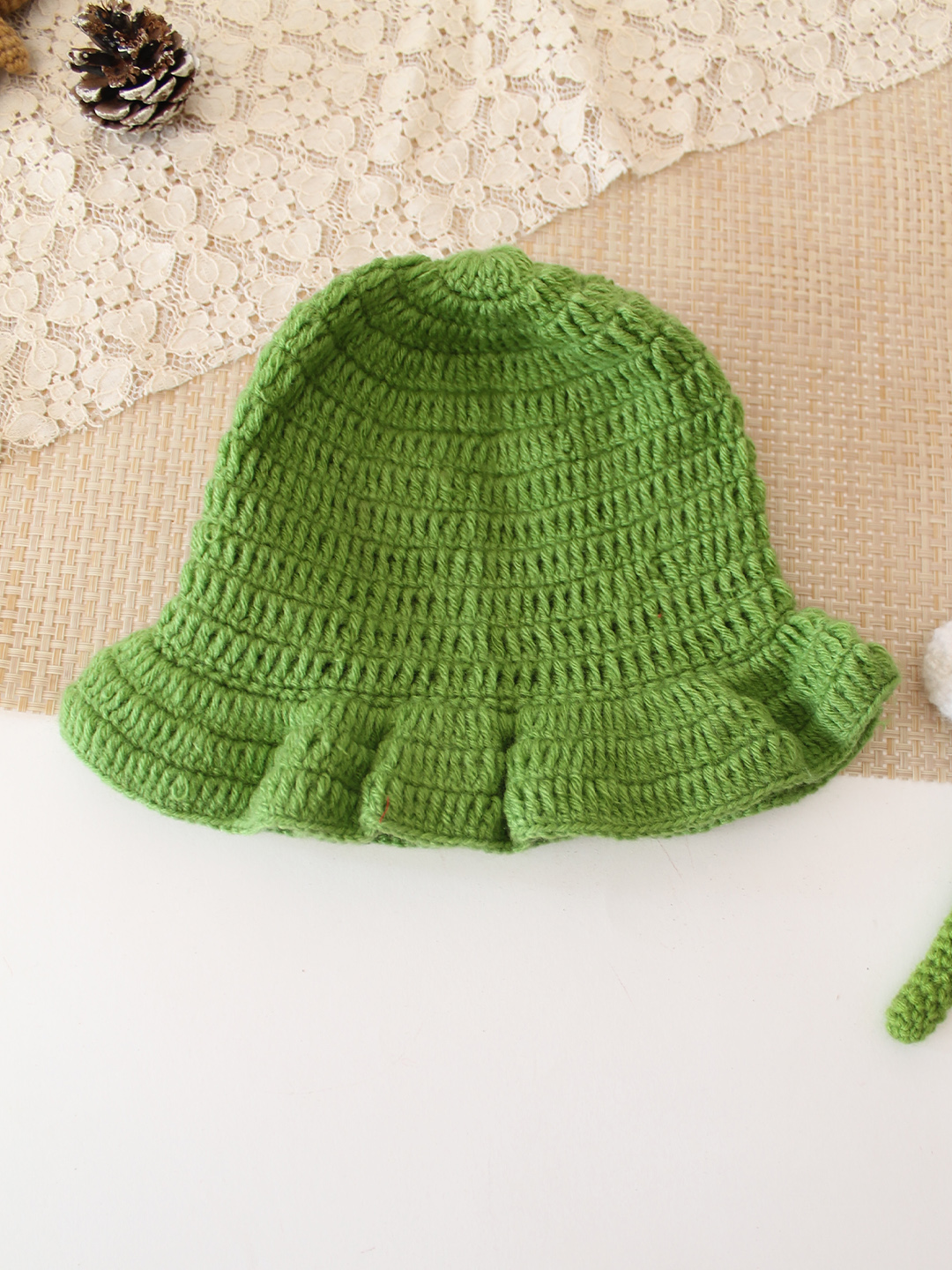 Woonie Crochet Frog Detailed Cap - Green