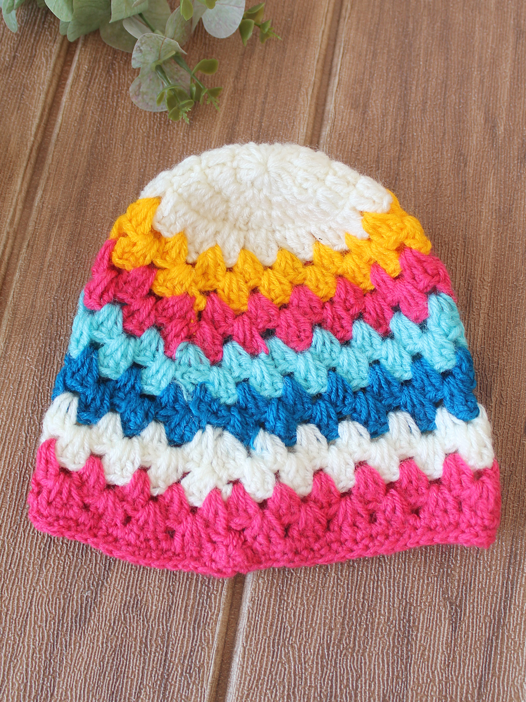 Woonie Crochet Self Design Cap - Multicolor