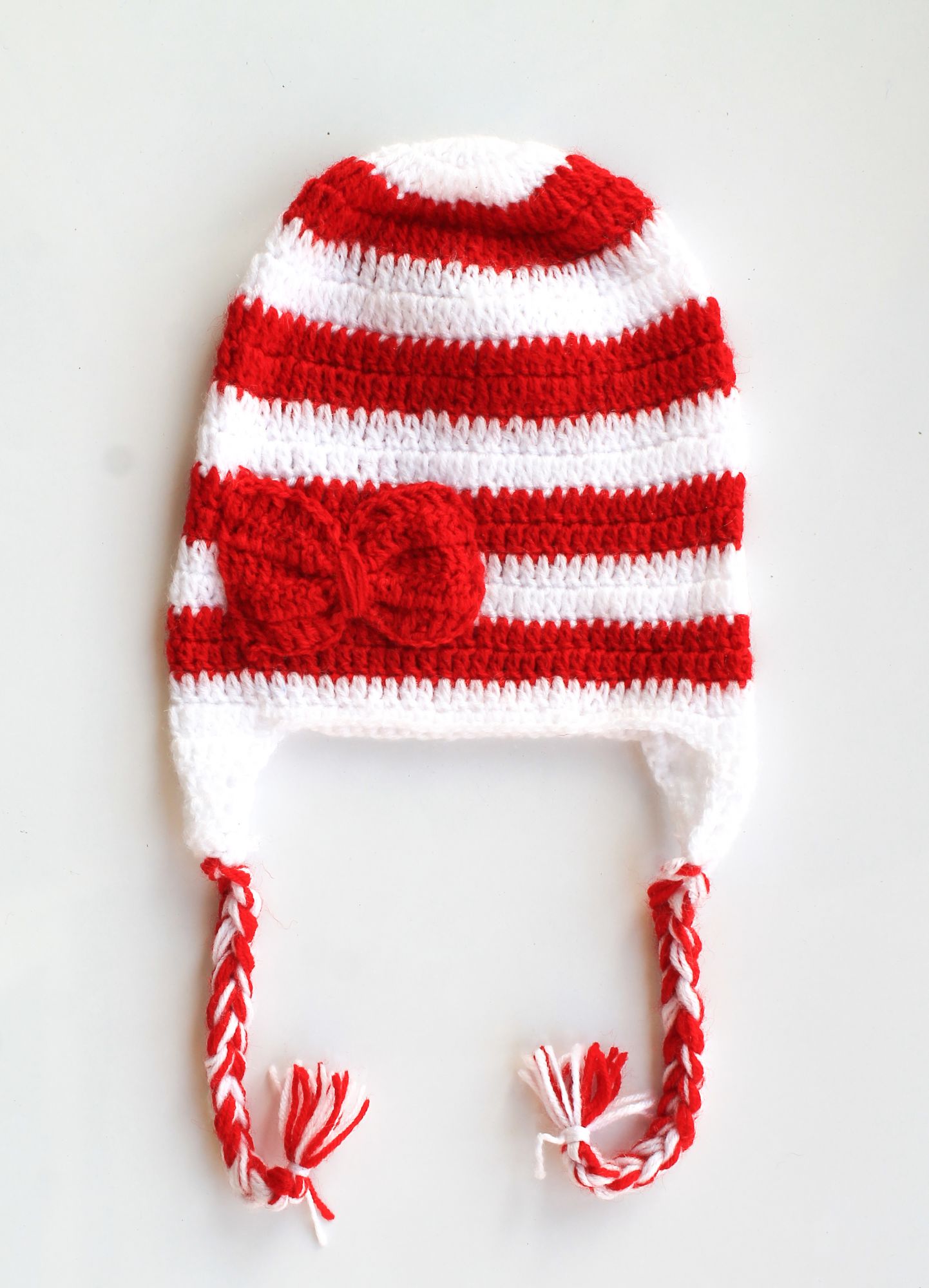 Red and White Bow Cap for Infants