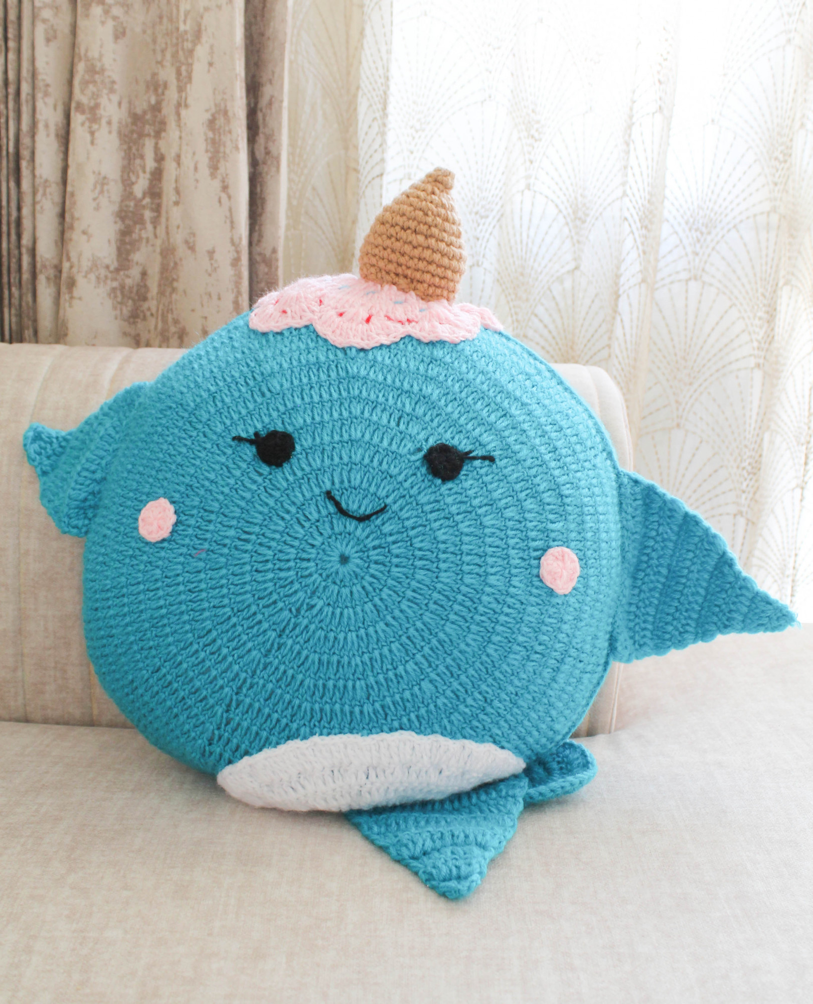 Woonie Handmade Dolphin Cuddle Cushion - Blue