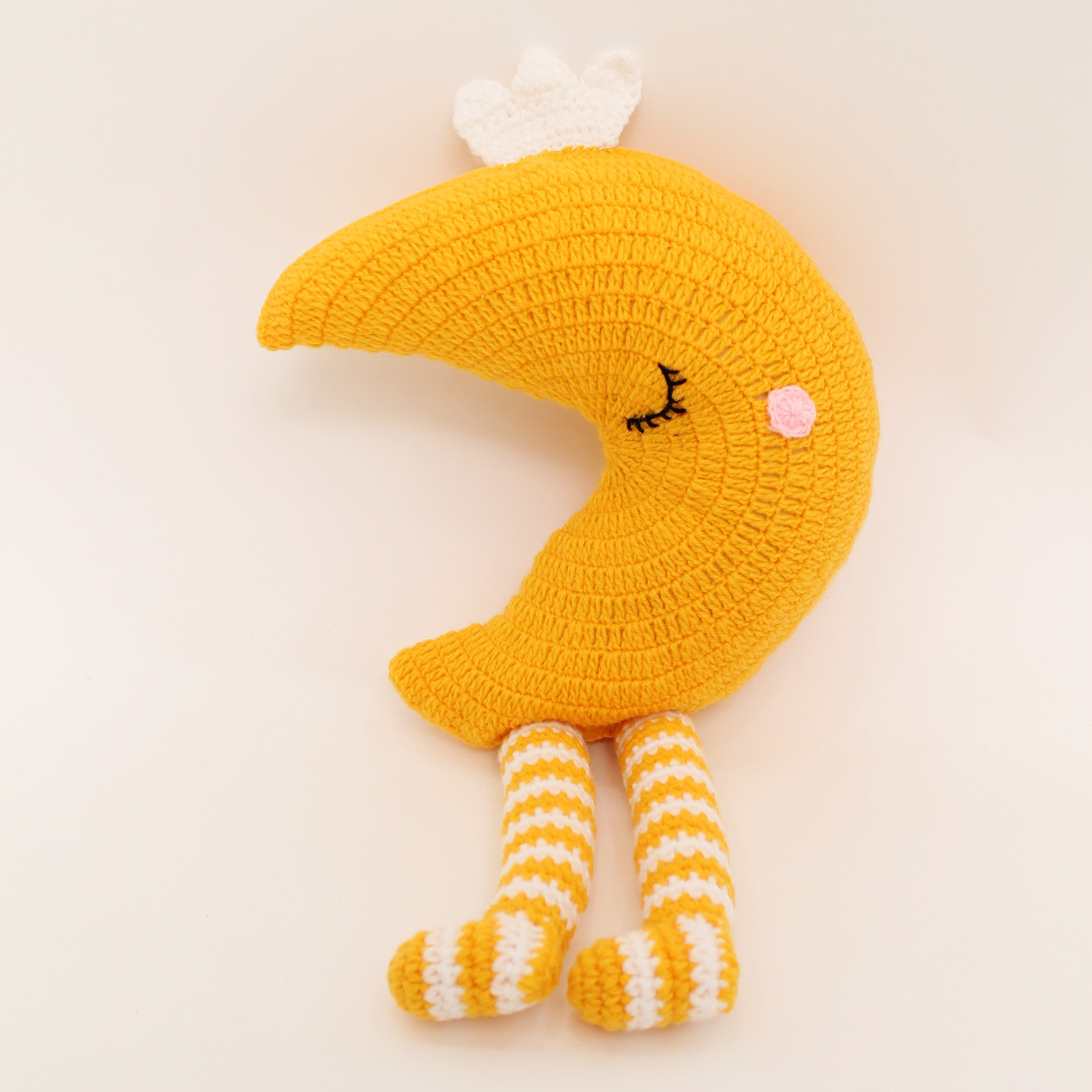 Woonie Handmade Sleeping Moon Cuddle Cushion - Yellow