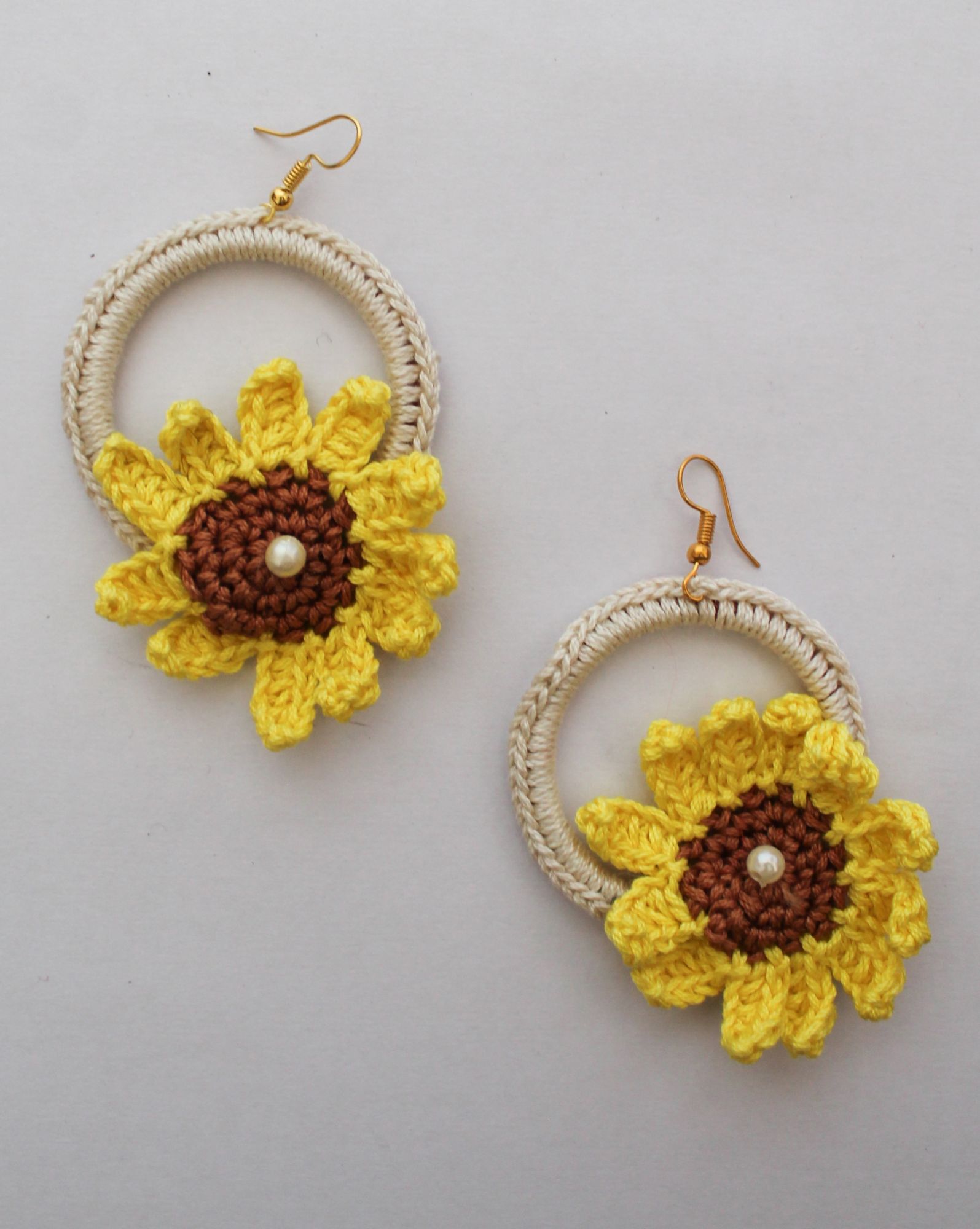 Woonie Handmade Floral Crocheted Earings-Yellow