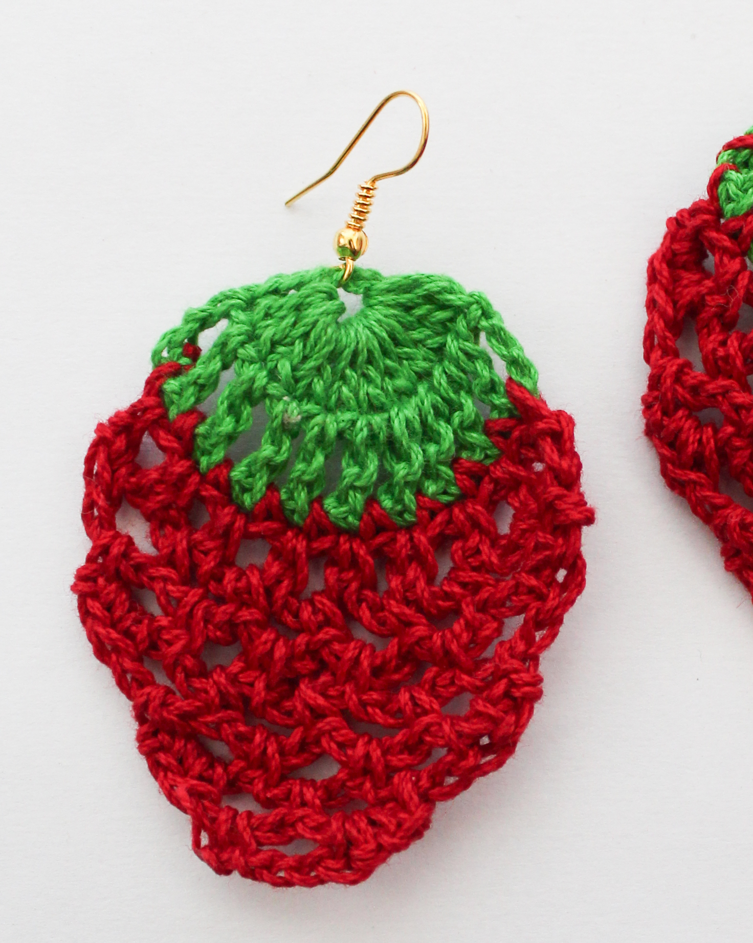 Woonie Handmade Strawberry Design Earings-Red