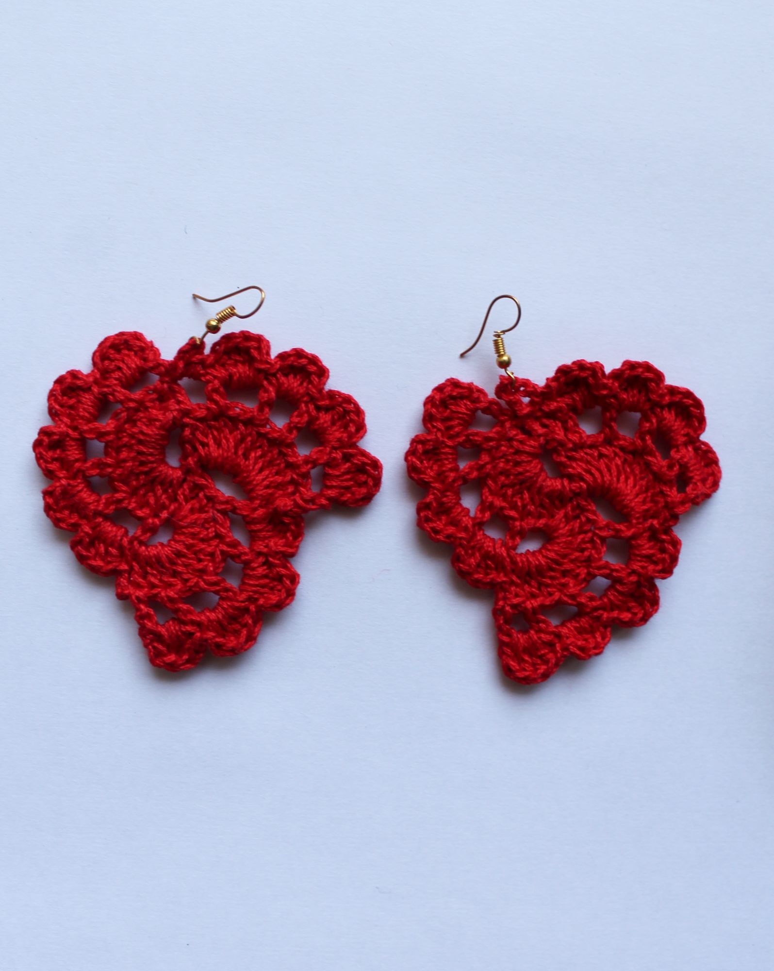 Woonie Handmade Crocheted Earings-Red