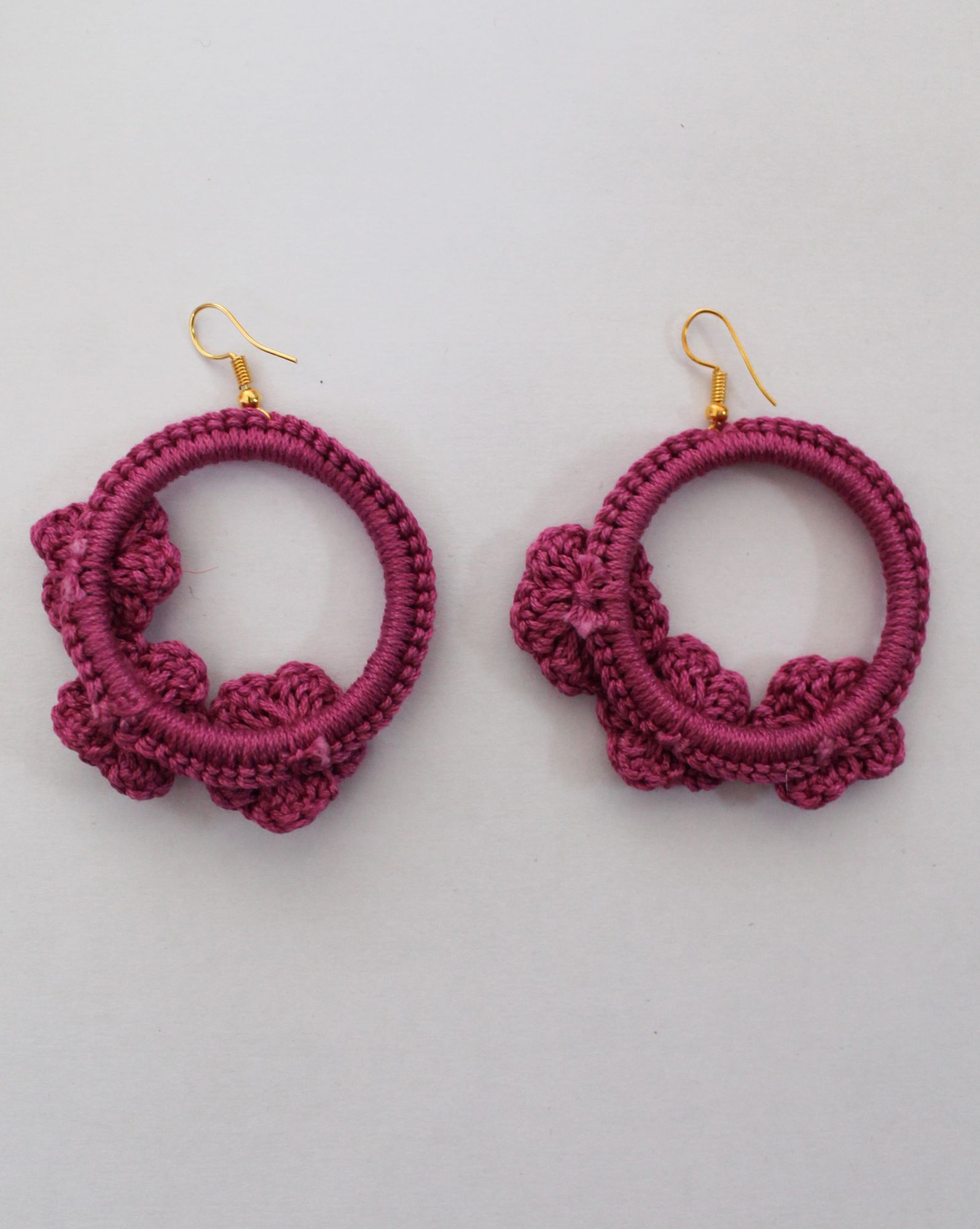 Woonie Handmade Floral Crocheted Earings-Purple