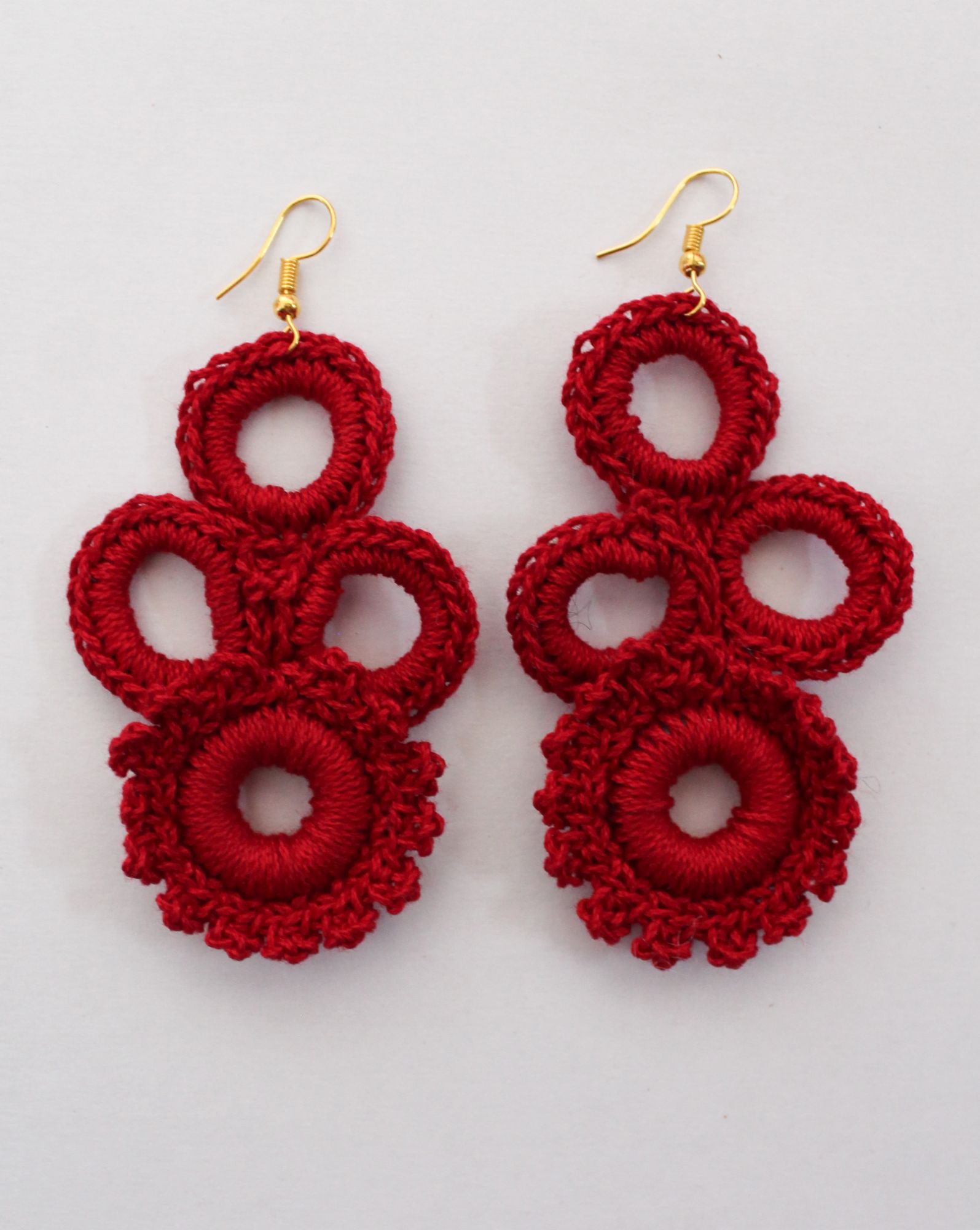 Woonie Handcrafted Multirings Earings-Red