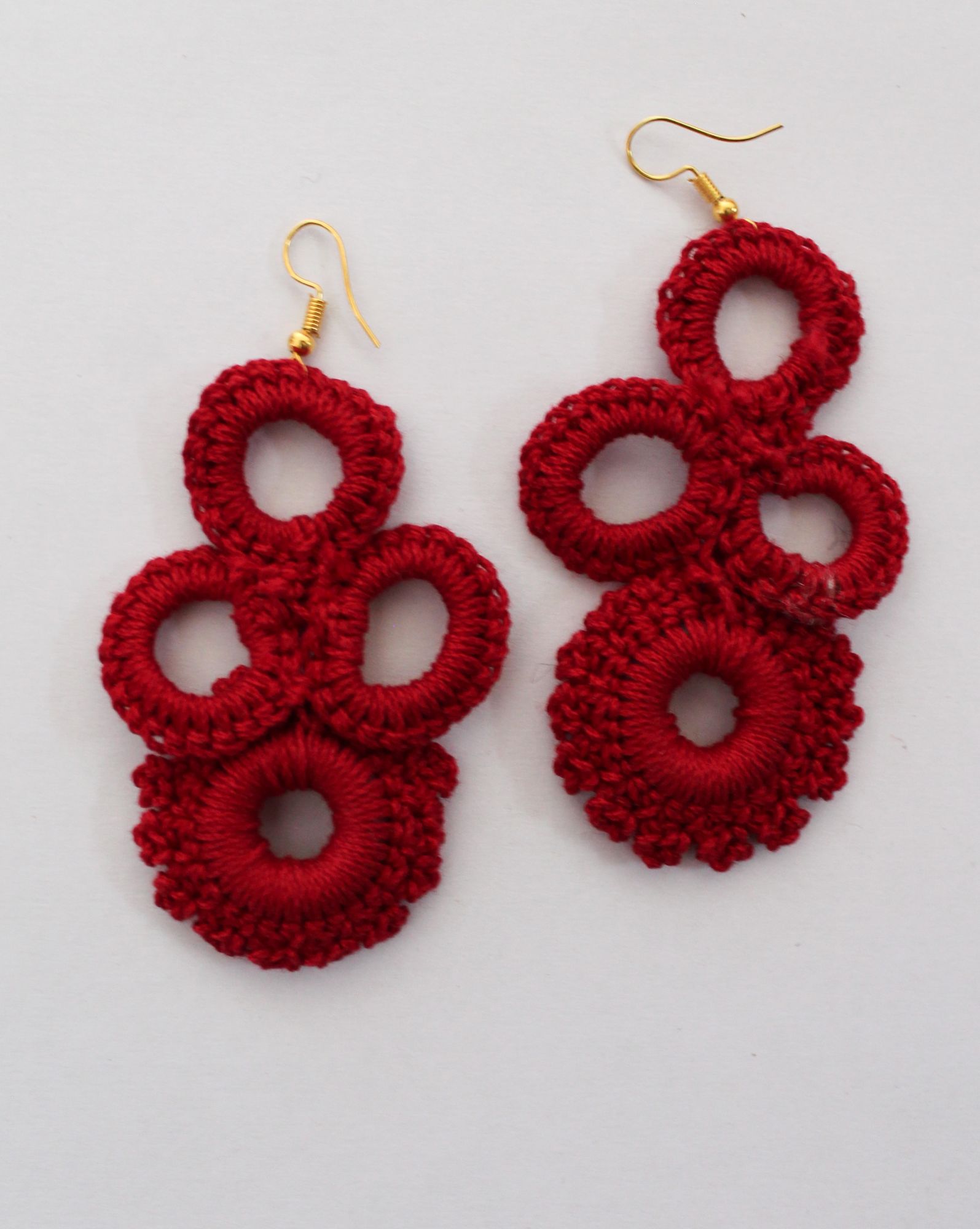 Woonie Handcrafted Multirings Earings-Red