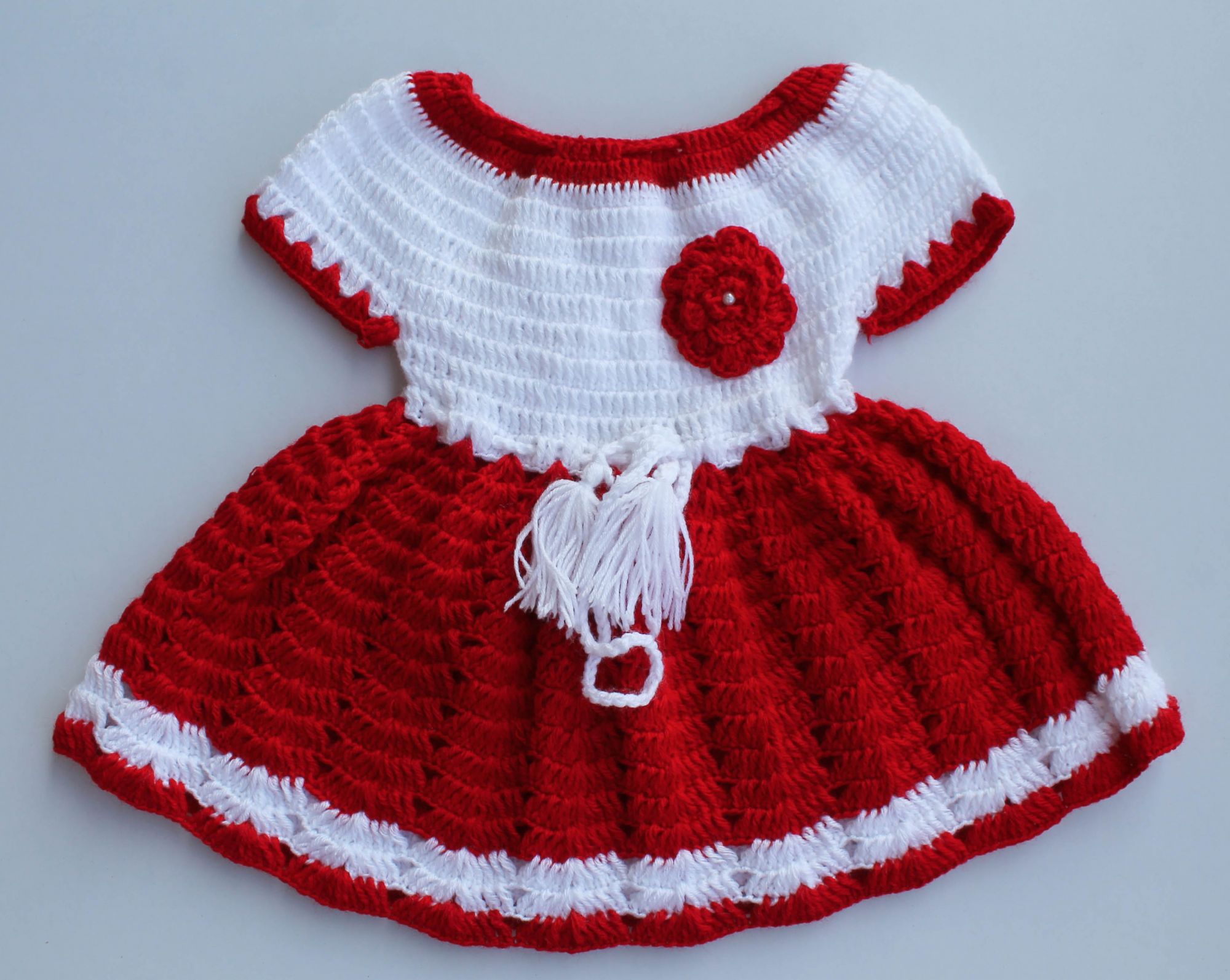 Woonie Handmade Woolen Red Frock Set for Girls