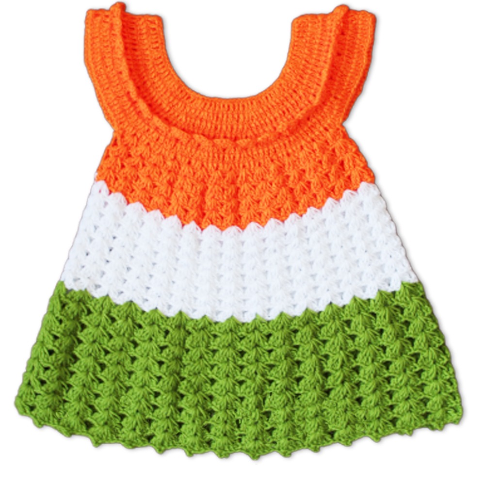 Woonie Handmade Woolen Tricolor Frock for Girls