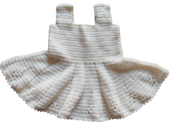 Woonie Handmade Woolen Cream Frock with Jacket Set for Girls