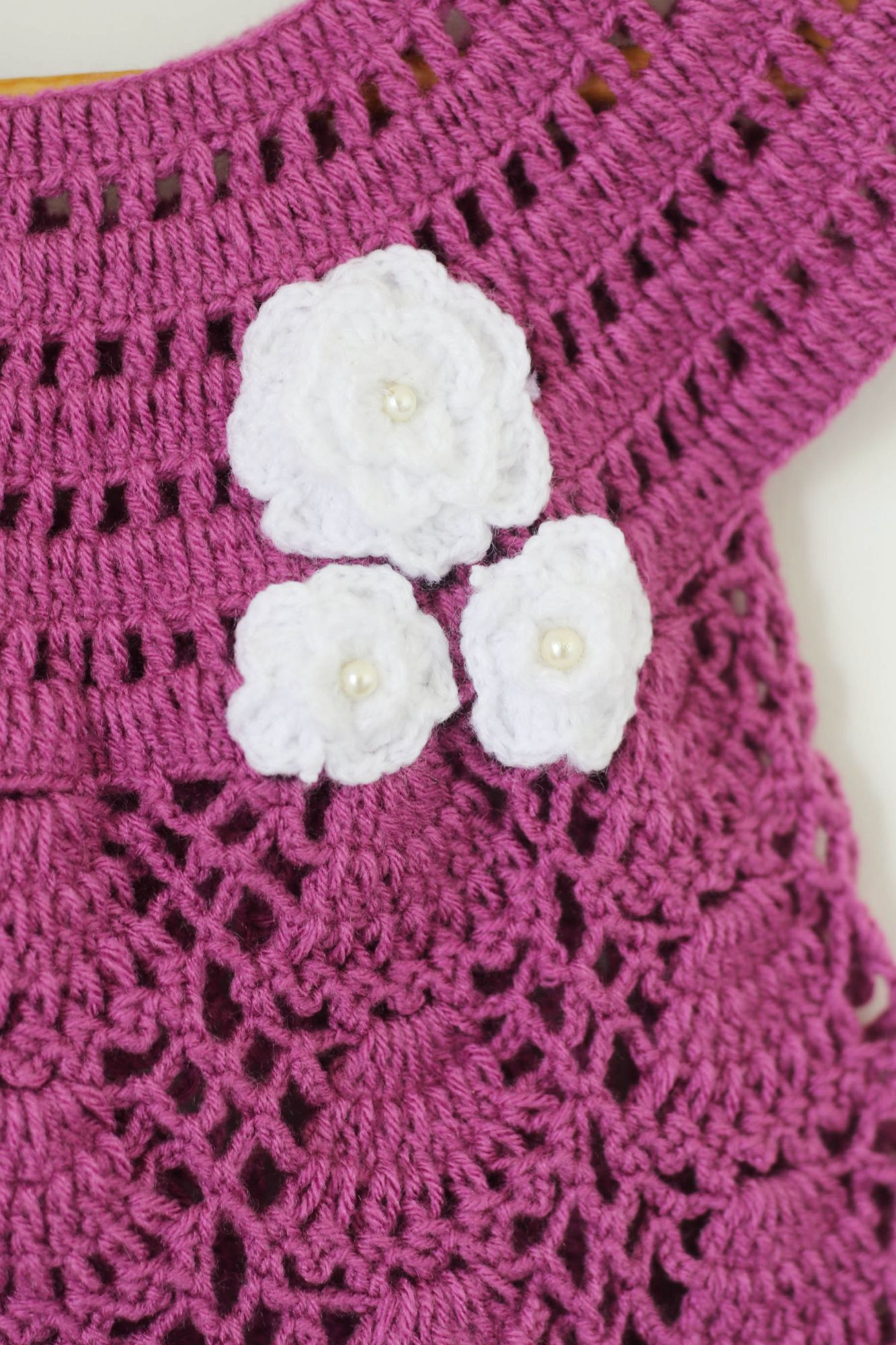 Woonie Handmade Woolen Purple Frock with Headband