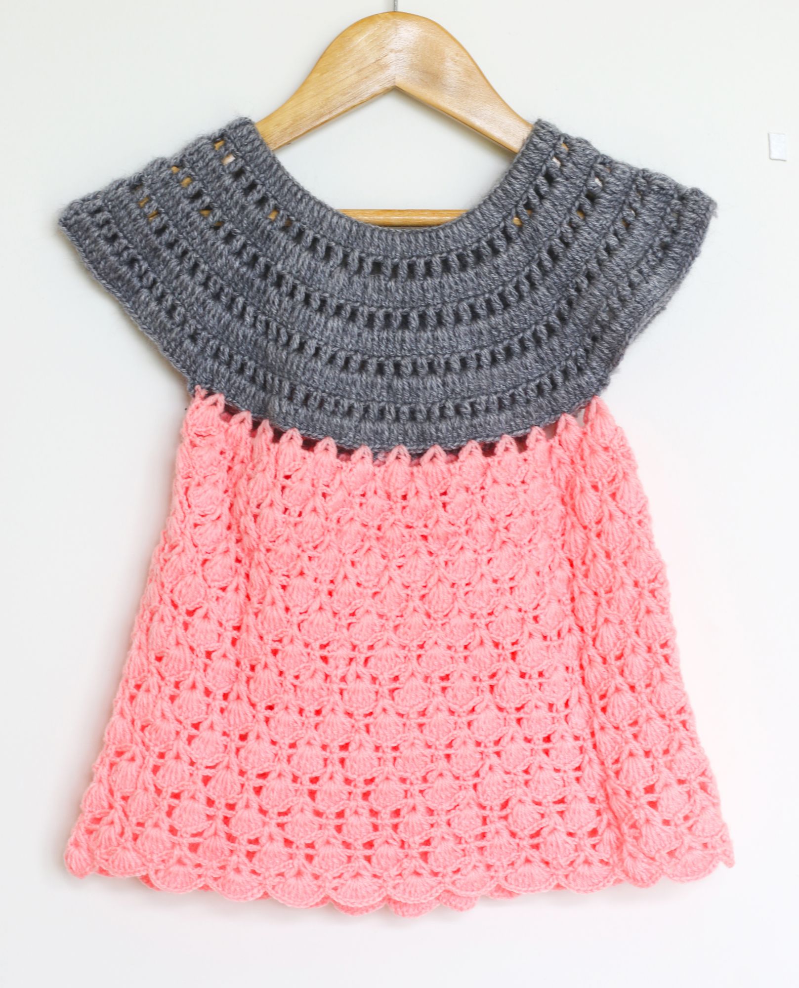 Woonie Handmade Woolen Peach Frock Set for Girls