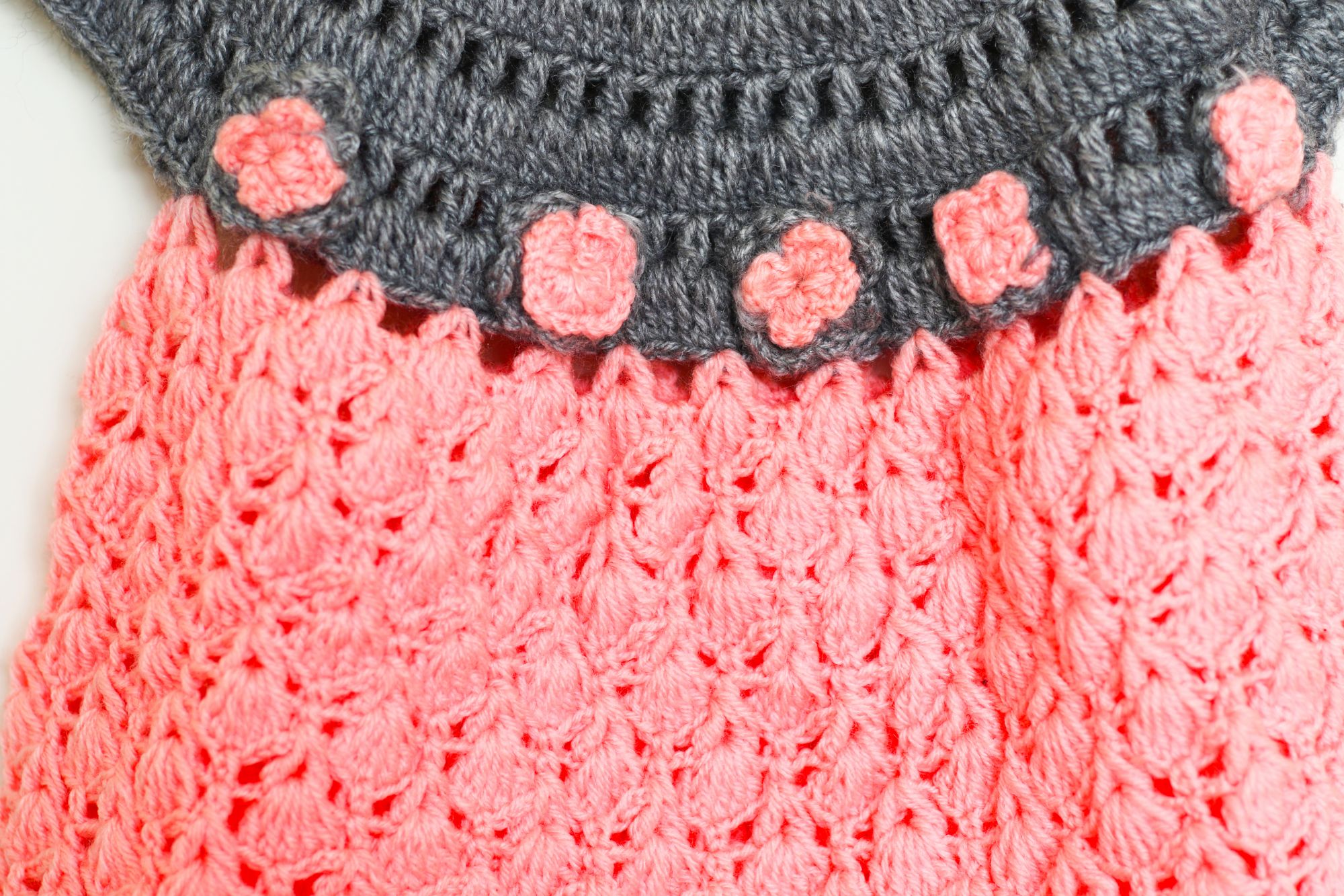 Woonie Handmade Woolen Peach Frock Set for Girls