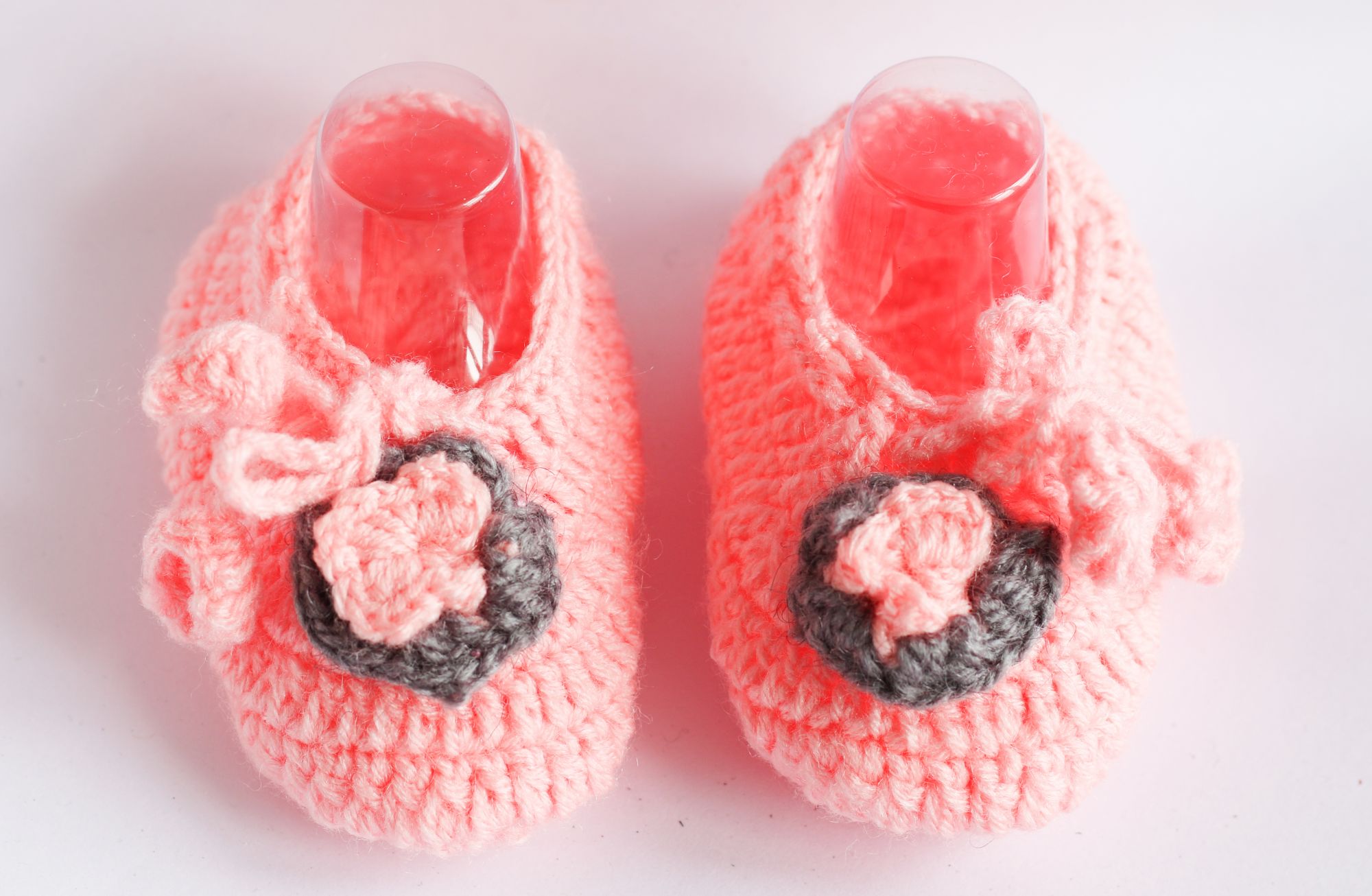 Woonie Handmade Woolen Peach Frock Set for Girls
