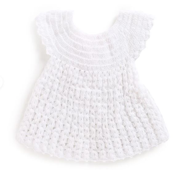 White Front Open Frock with Matching Booties