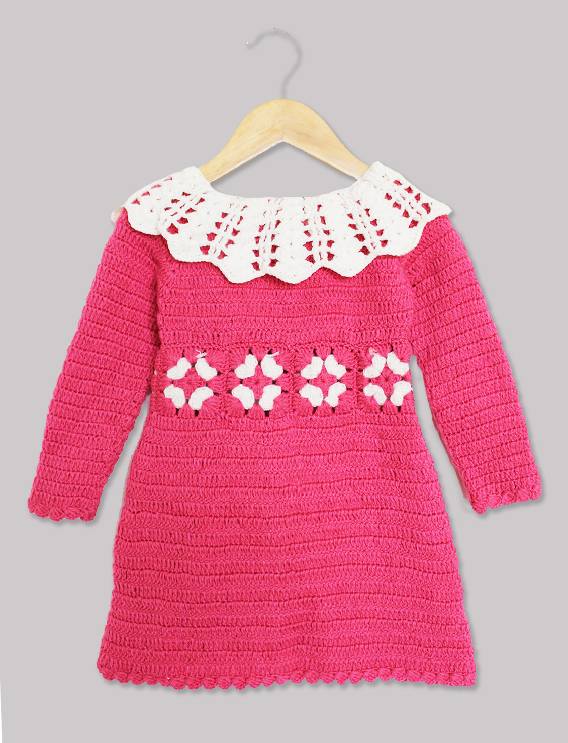 Woonie Handmade Woolen Pink Midi Frock