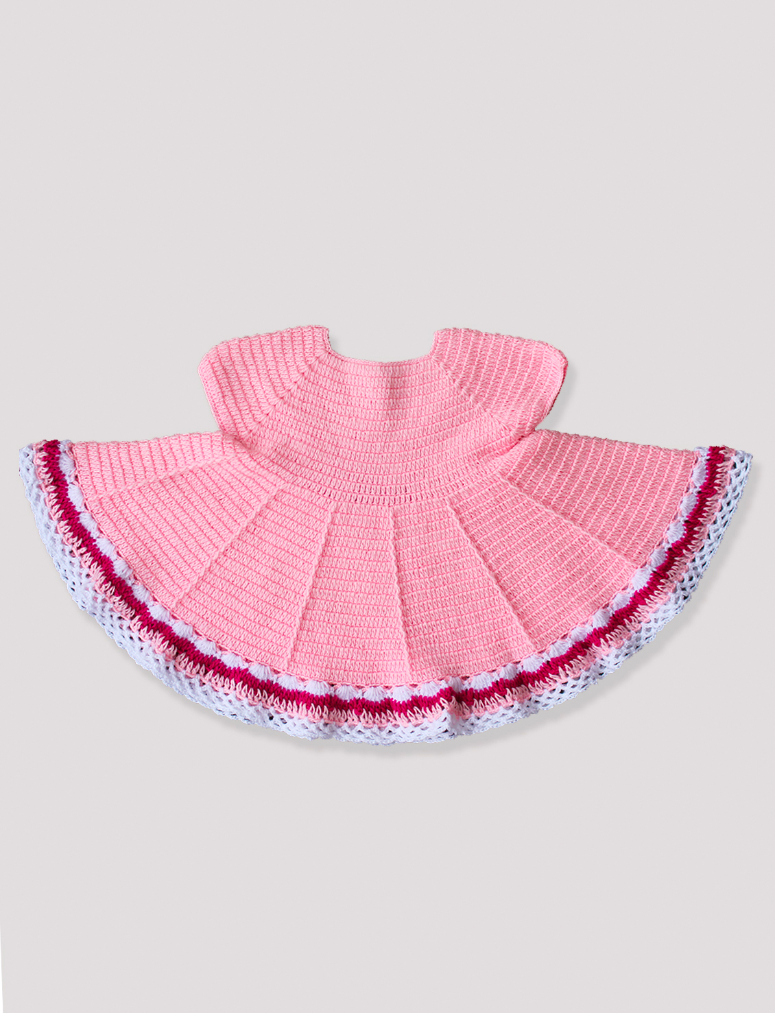 Woonie Handmade Woolen Peach Frock set with Headband and Booties