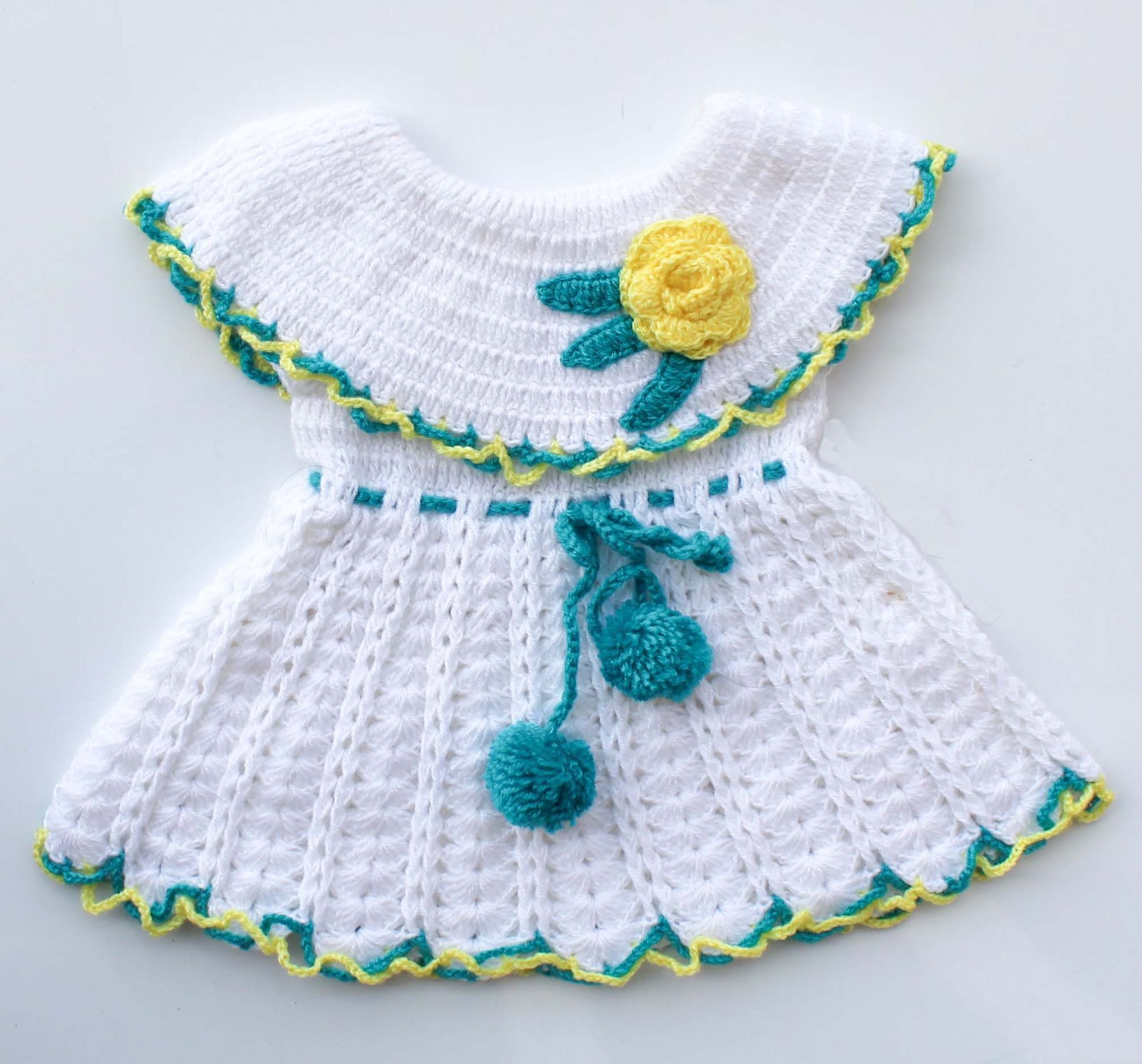 Woonie Handmade Woolen White Frock
