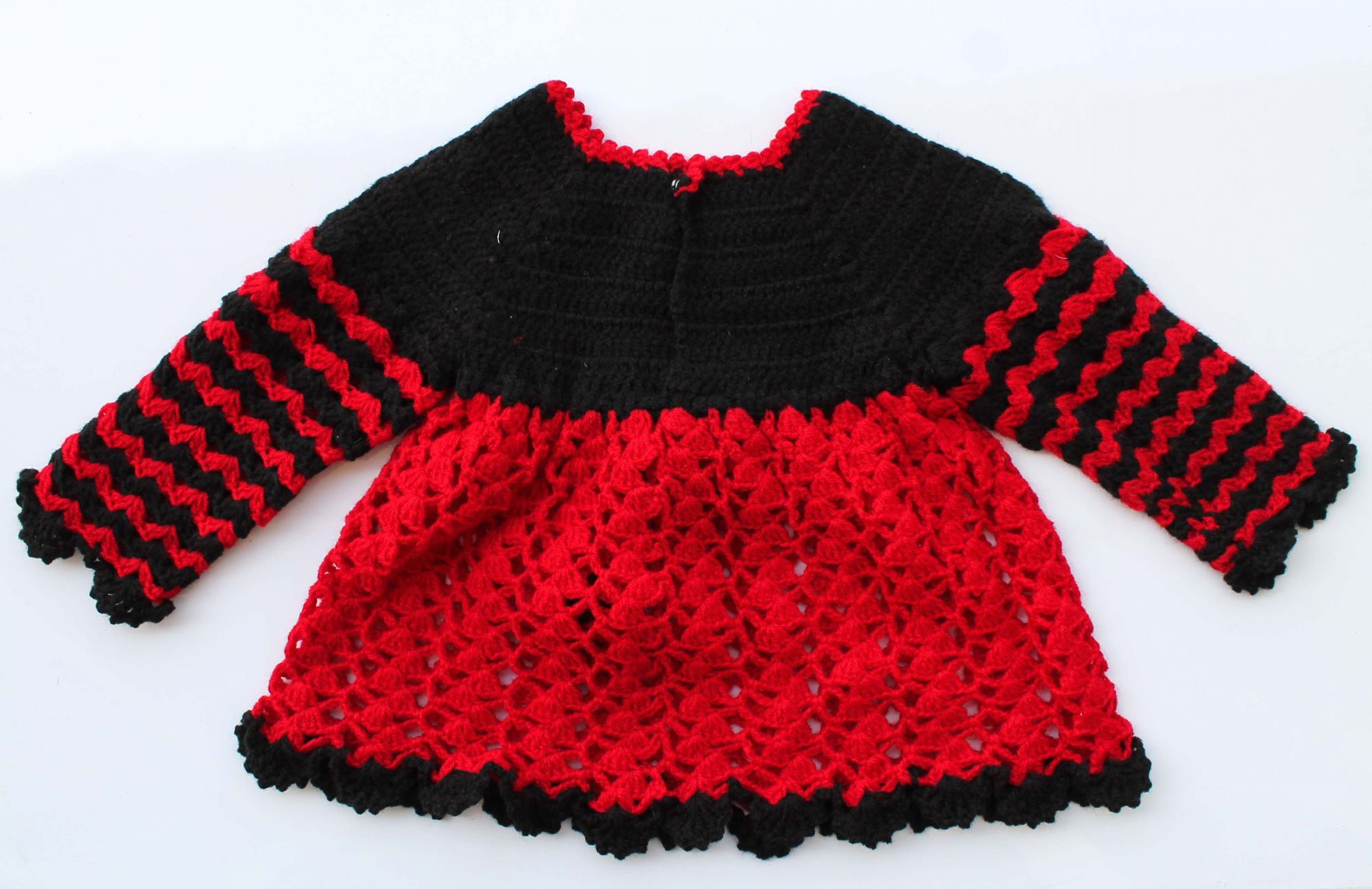 Woonie Handmade Woolen Red and Black Frock