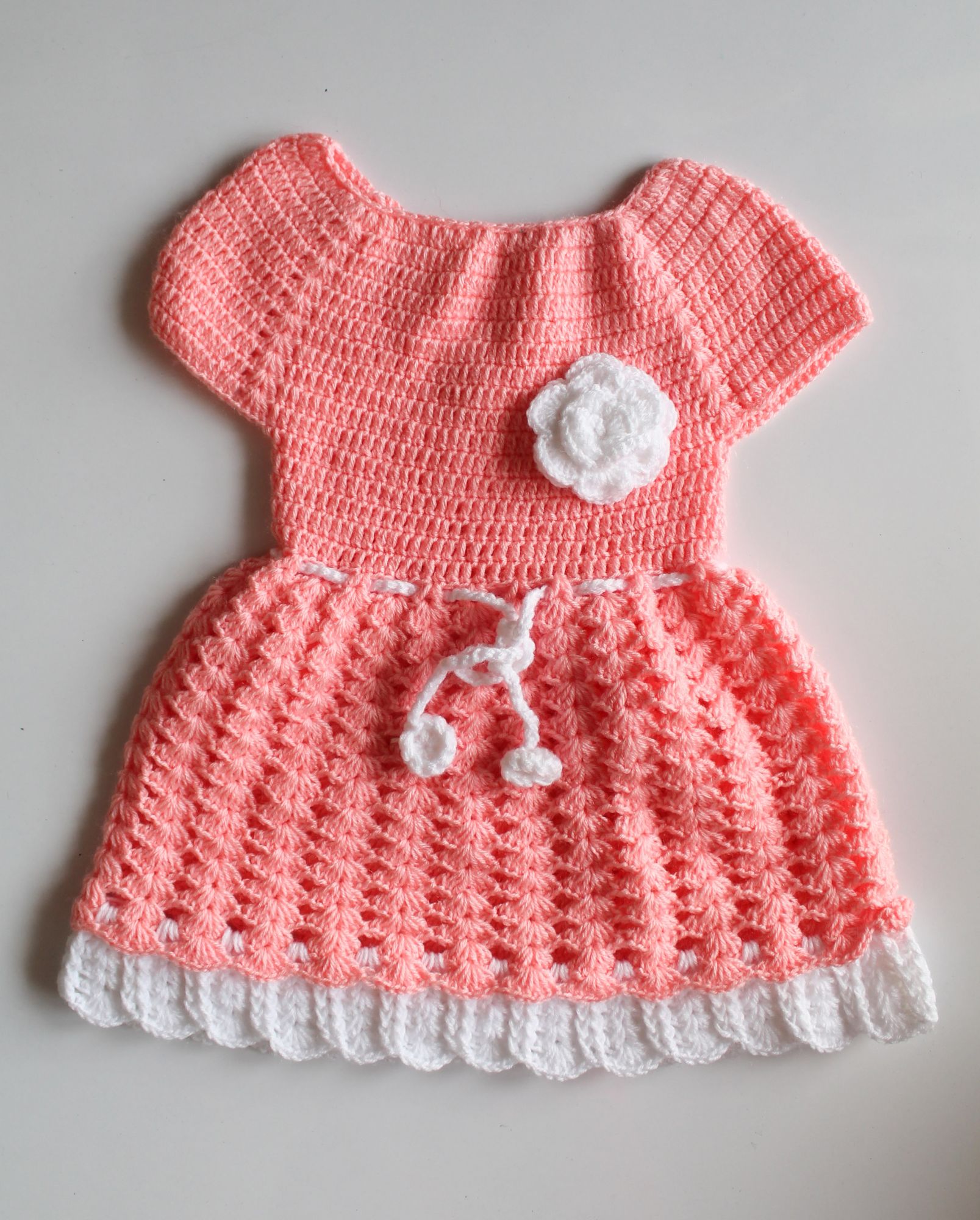 Woonie Handmade Woolen Peach Floral Frock