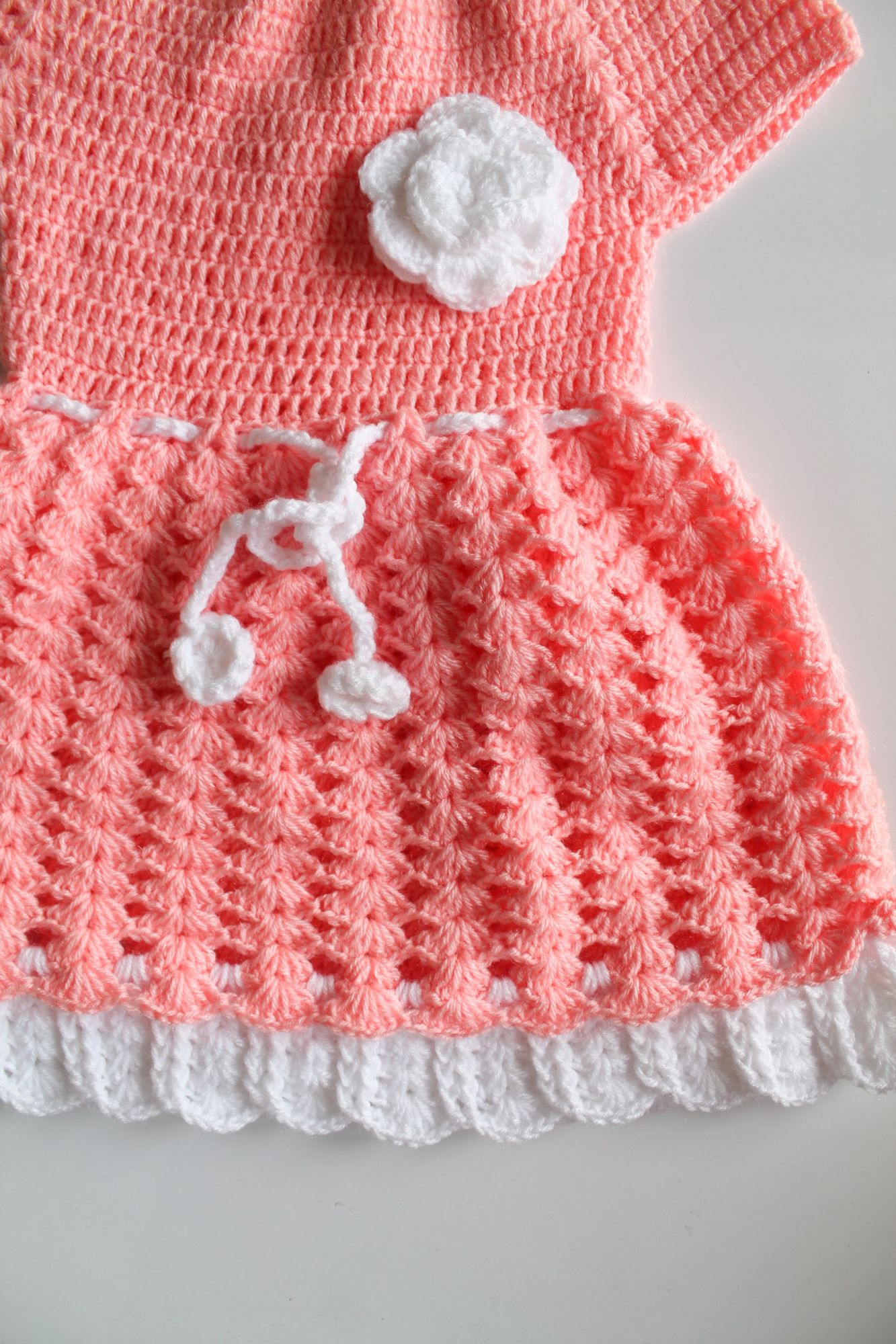 Woonie Handmade Woolen Peach Floral Frock