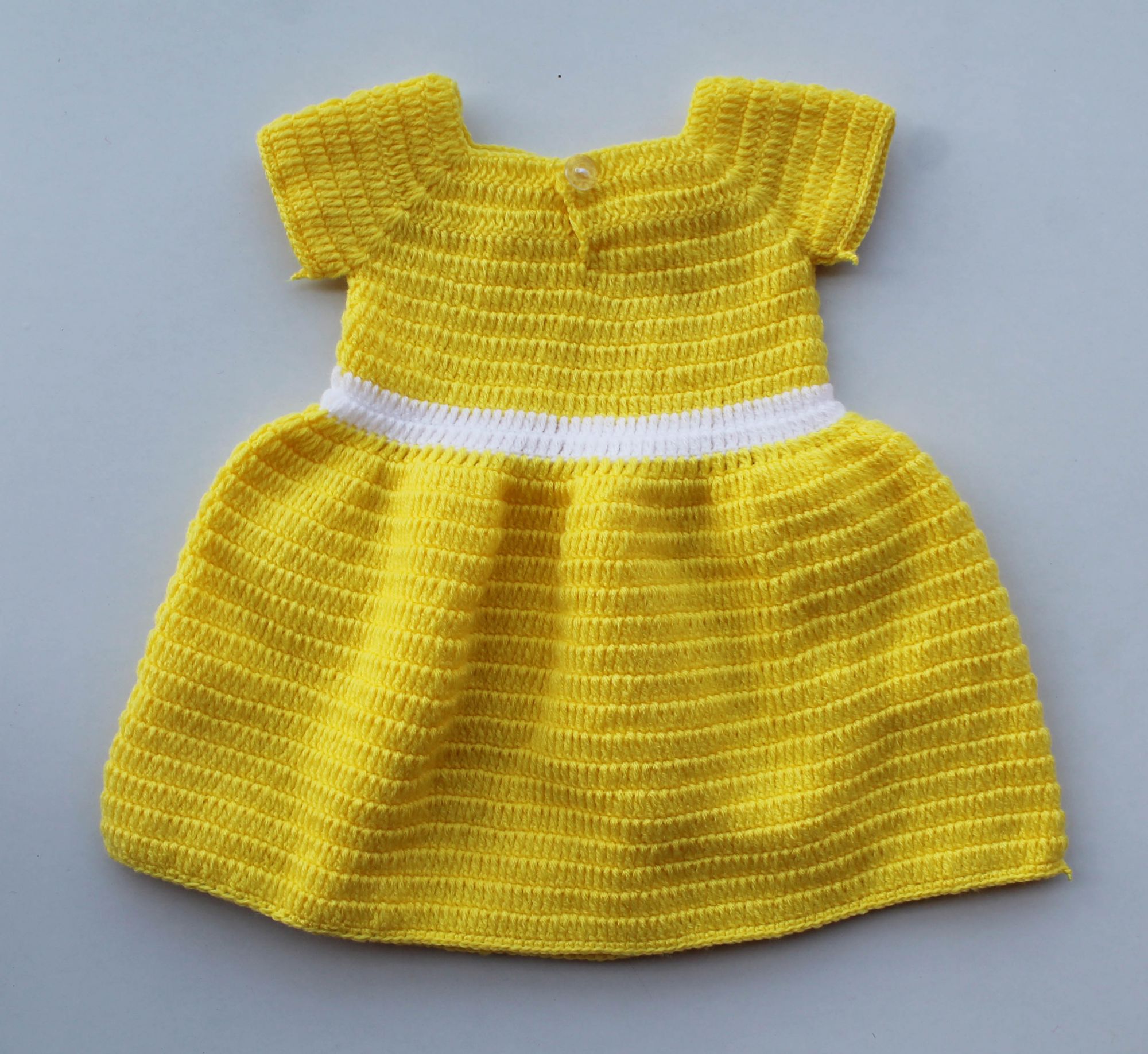 Woonie Short Sleeves Handmade Polka Dot Pattern Dress - Yellow