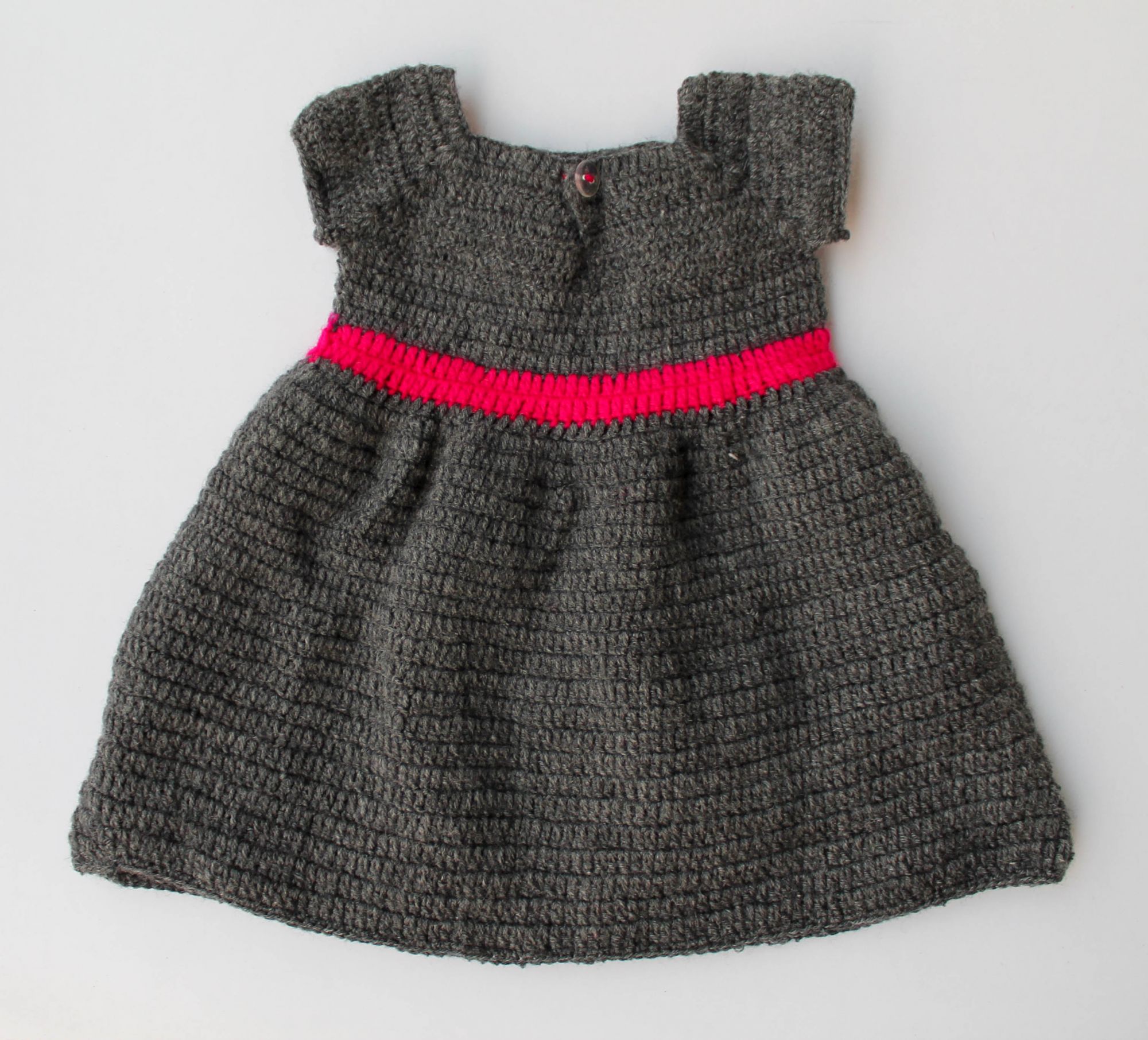 Woonie Short Sleeves Handmade Polka Dot Pattern Dress - Grey