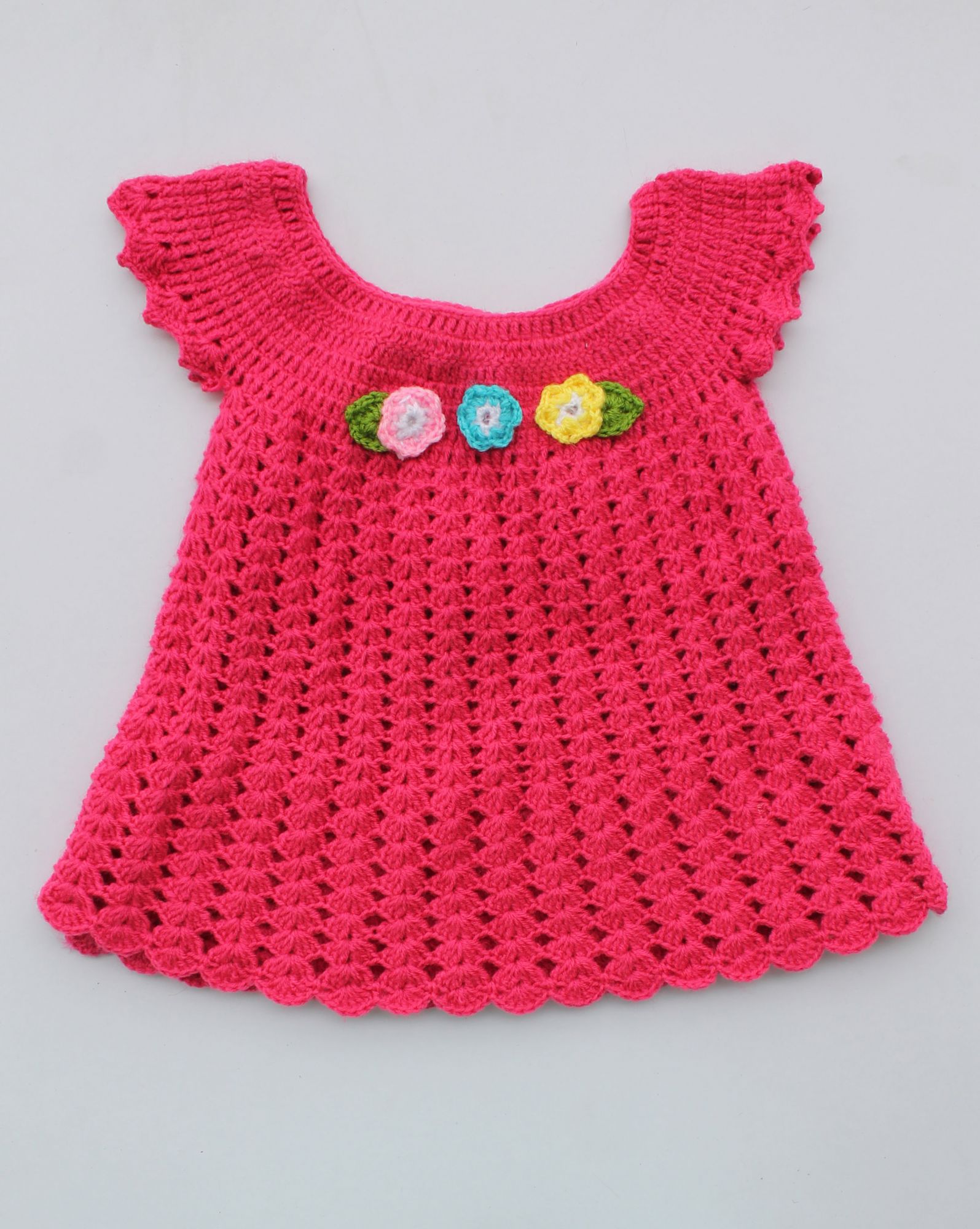 Woonie Sleeveless Flowers Applique Frock - Pink