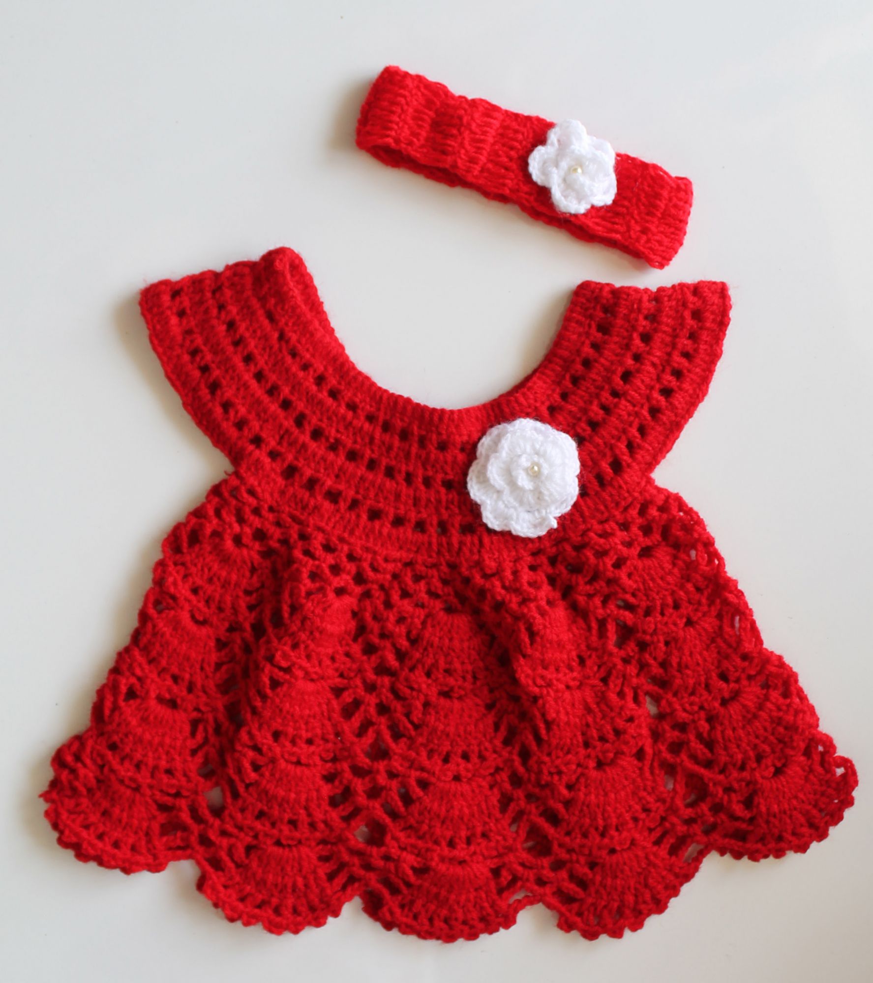 Woonie Handmade Red Frock with Headband
