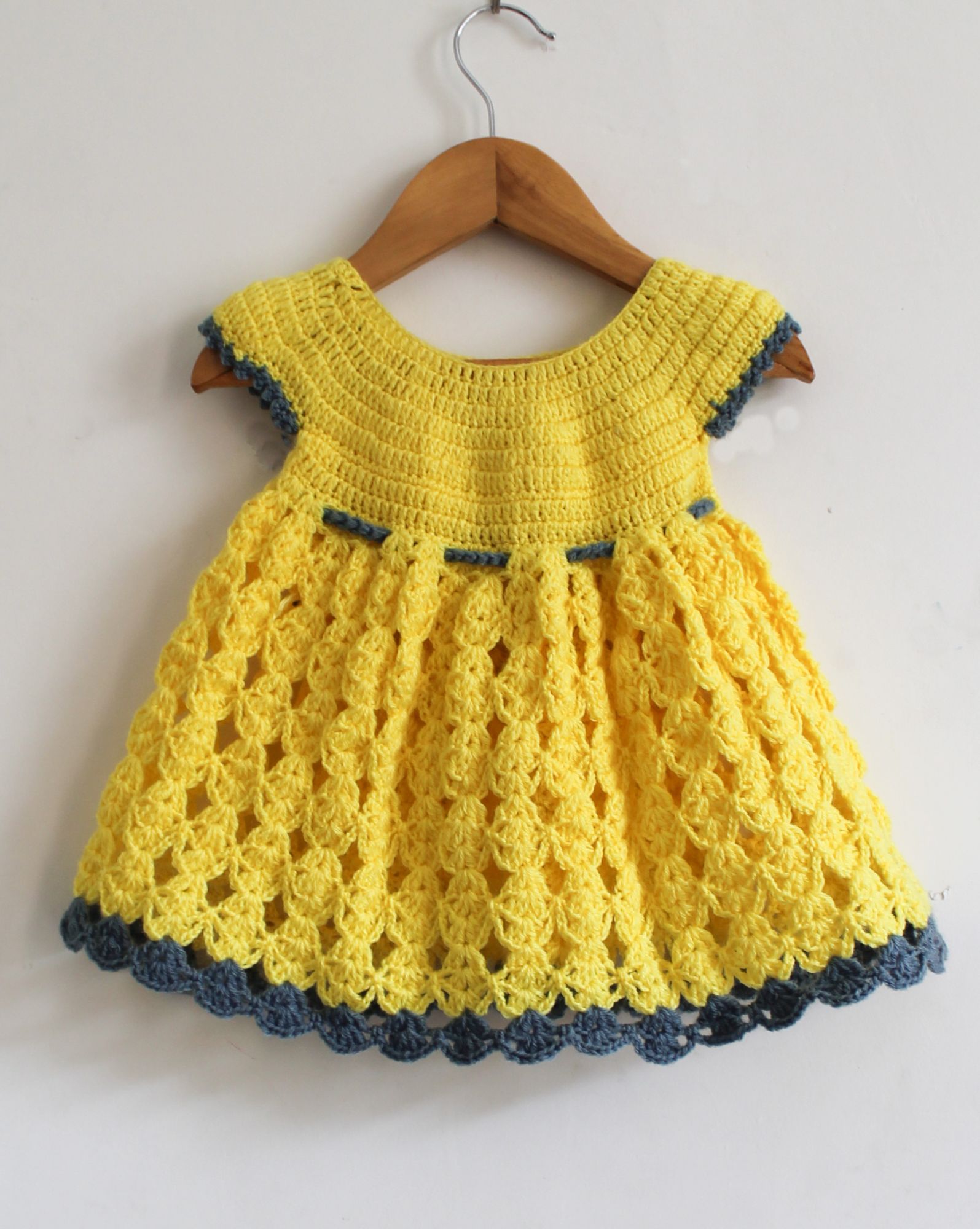 Woonie Short Sleeves Floral Design Handmade Dress - Yellow