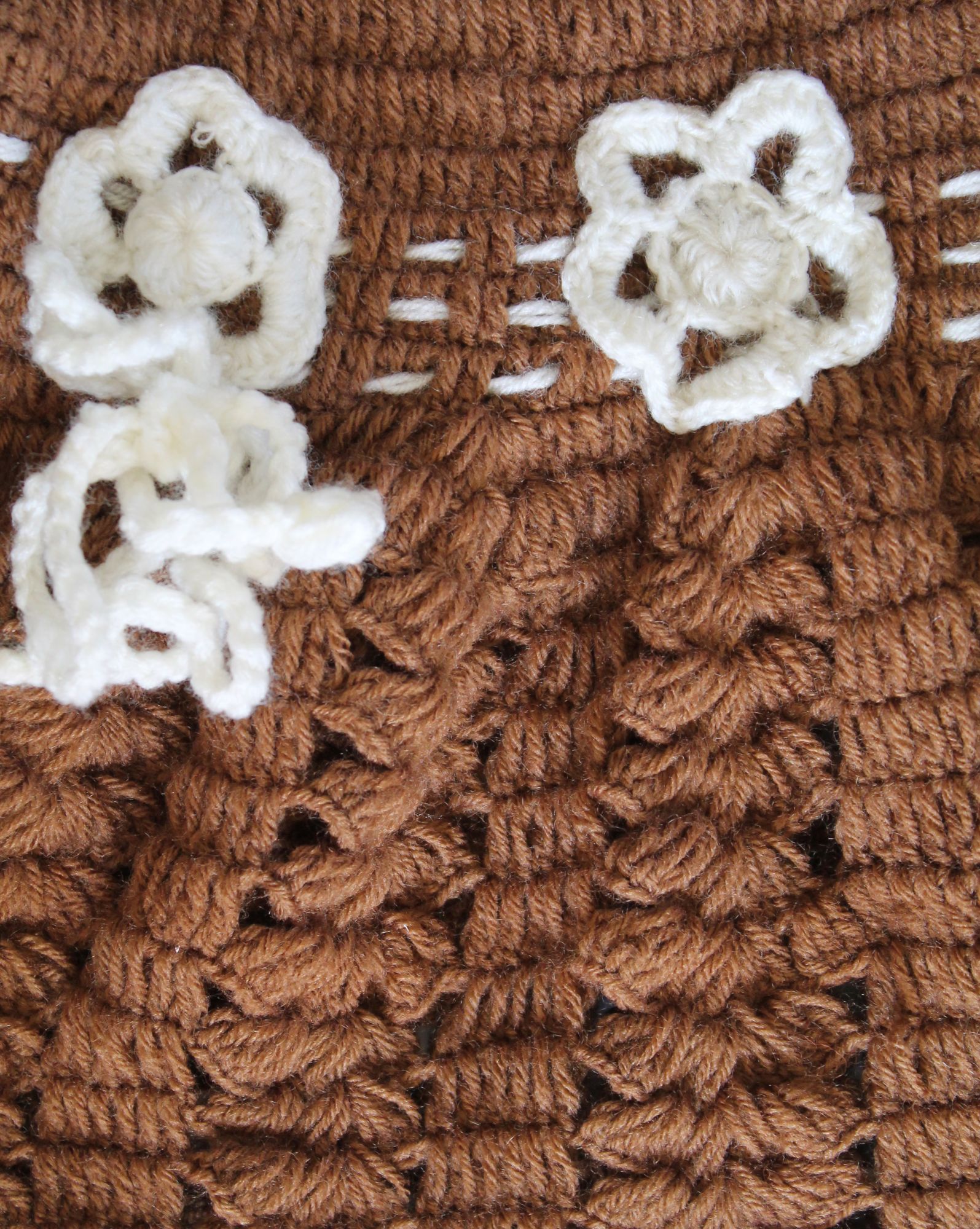 Woonie Half Sleeves Floral Detailing Handmade Dress - Brown