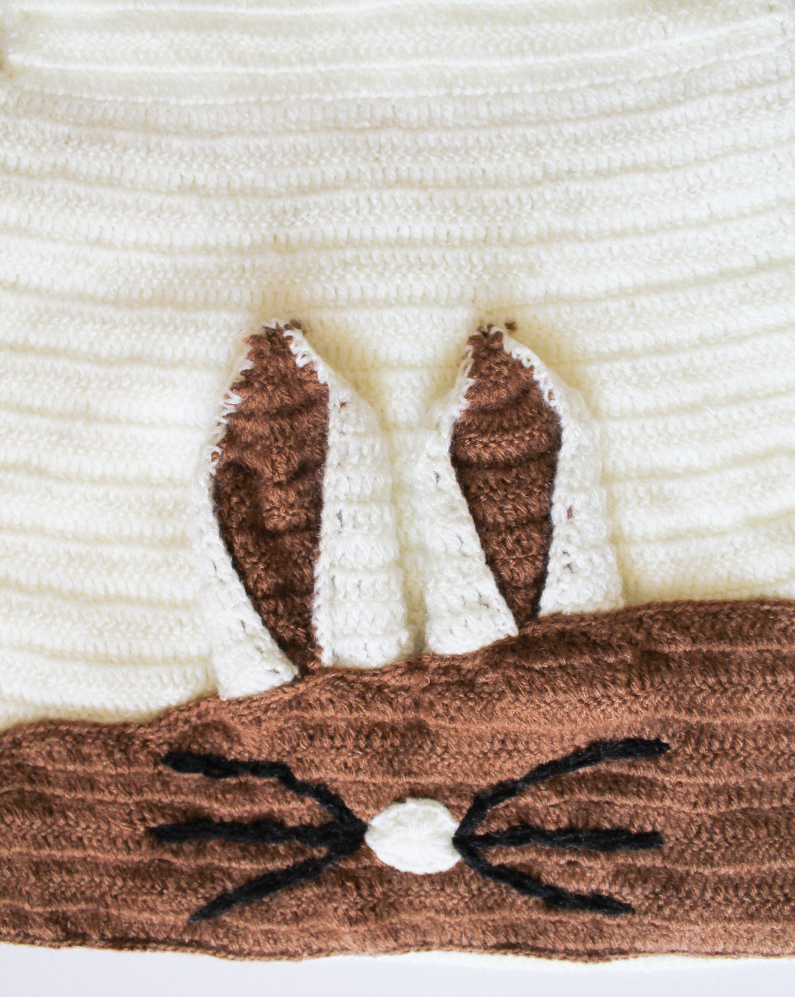 Woonie Sleeveless Bunny Design Handmade Dress - Cream