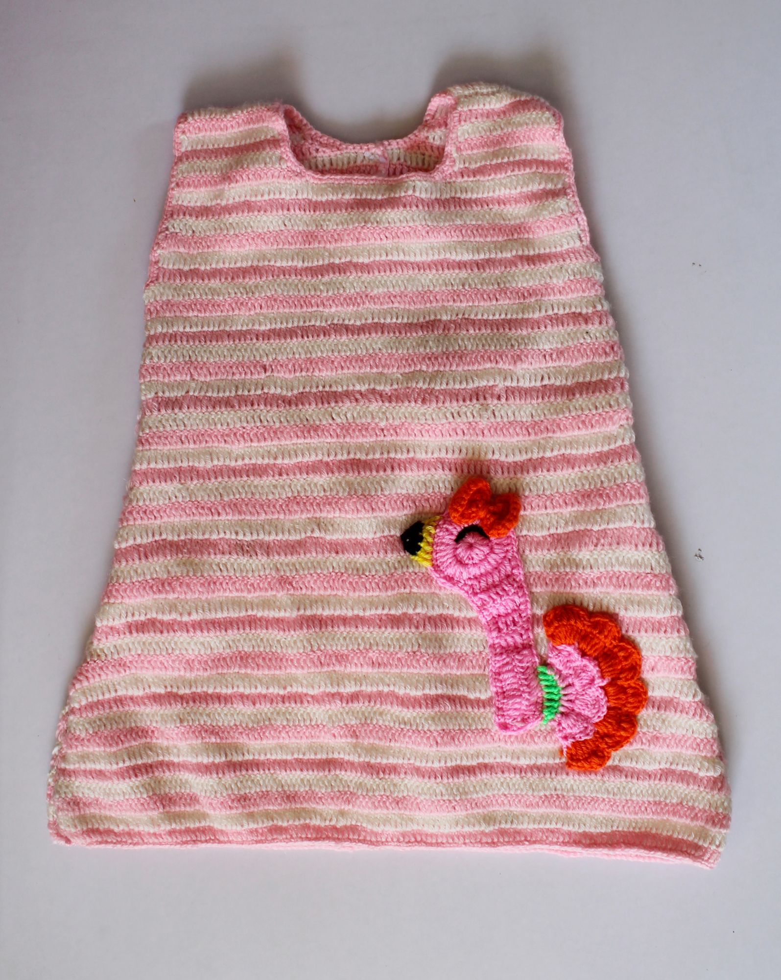 Woonie Sleeveless Striped Handmade Dress - Pink