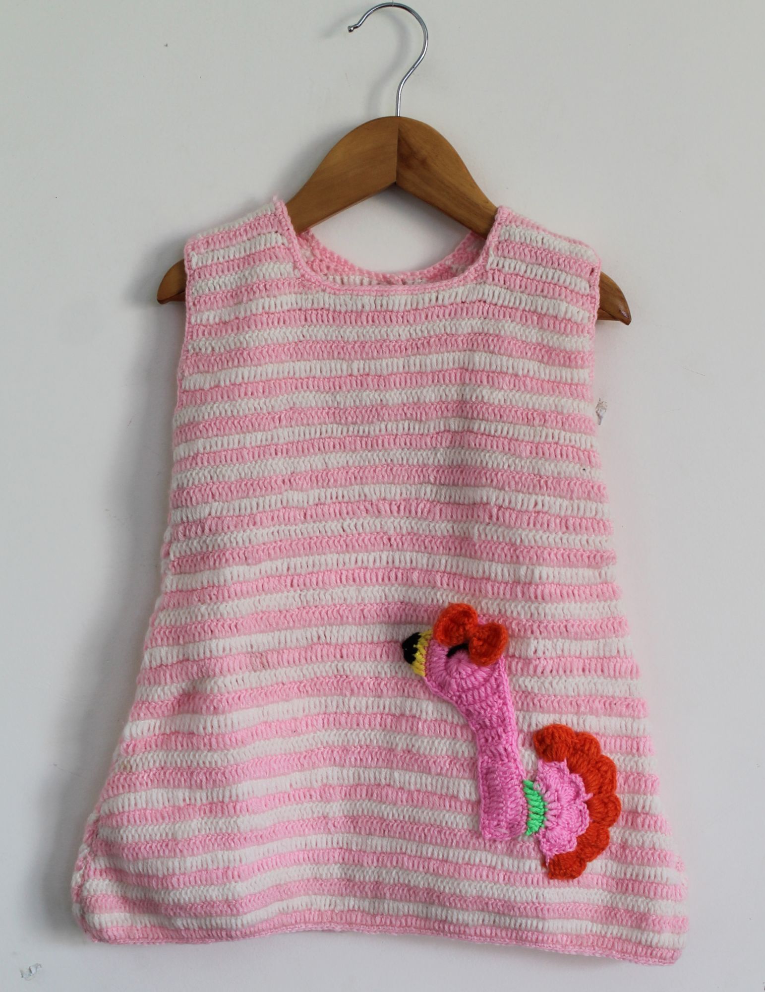 Woonie Sleeveless Striped Handmade Dress - Pink