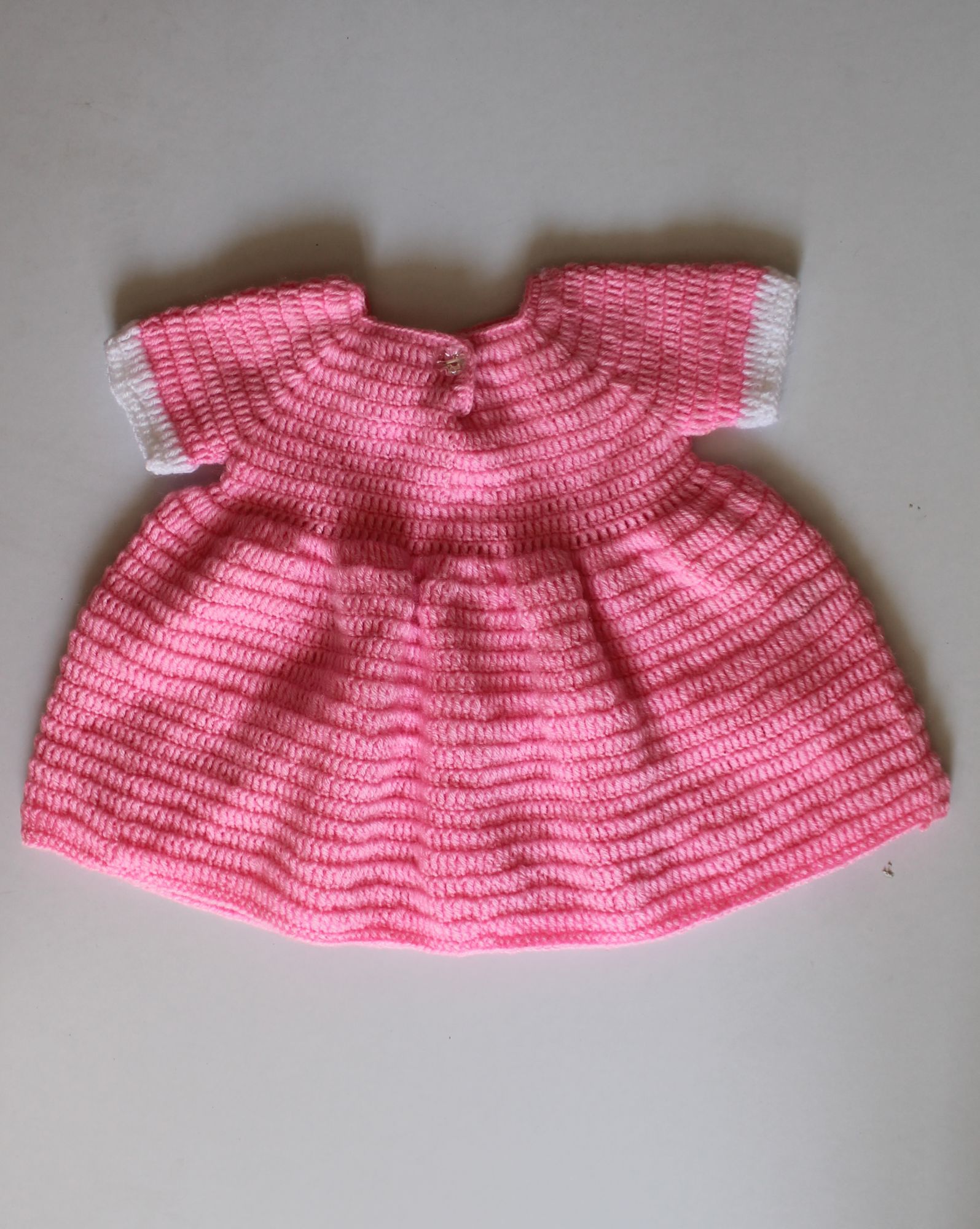 Woonie Half Sleeves Polka Dots Design Handmade Dress With Cap & Bloomer - Pink