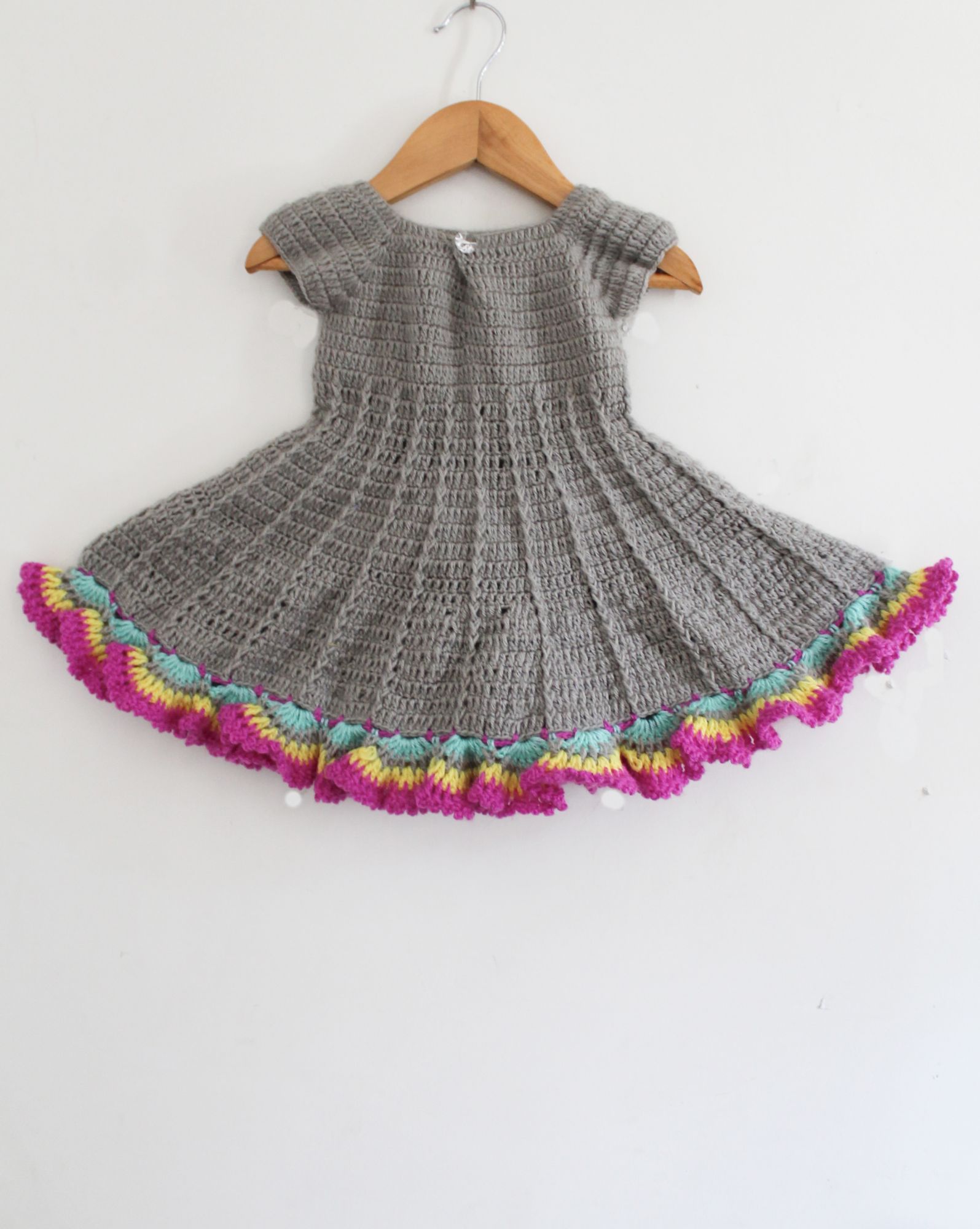 Woonie Short Sleeves Bow Detailing Handmade Dress - Grey