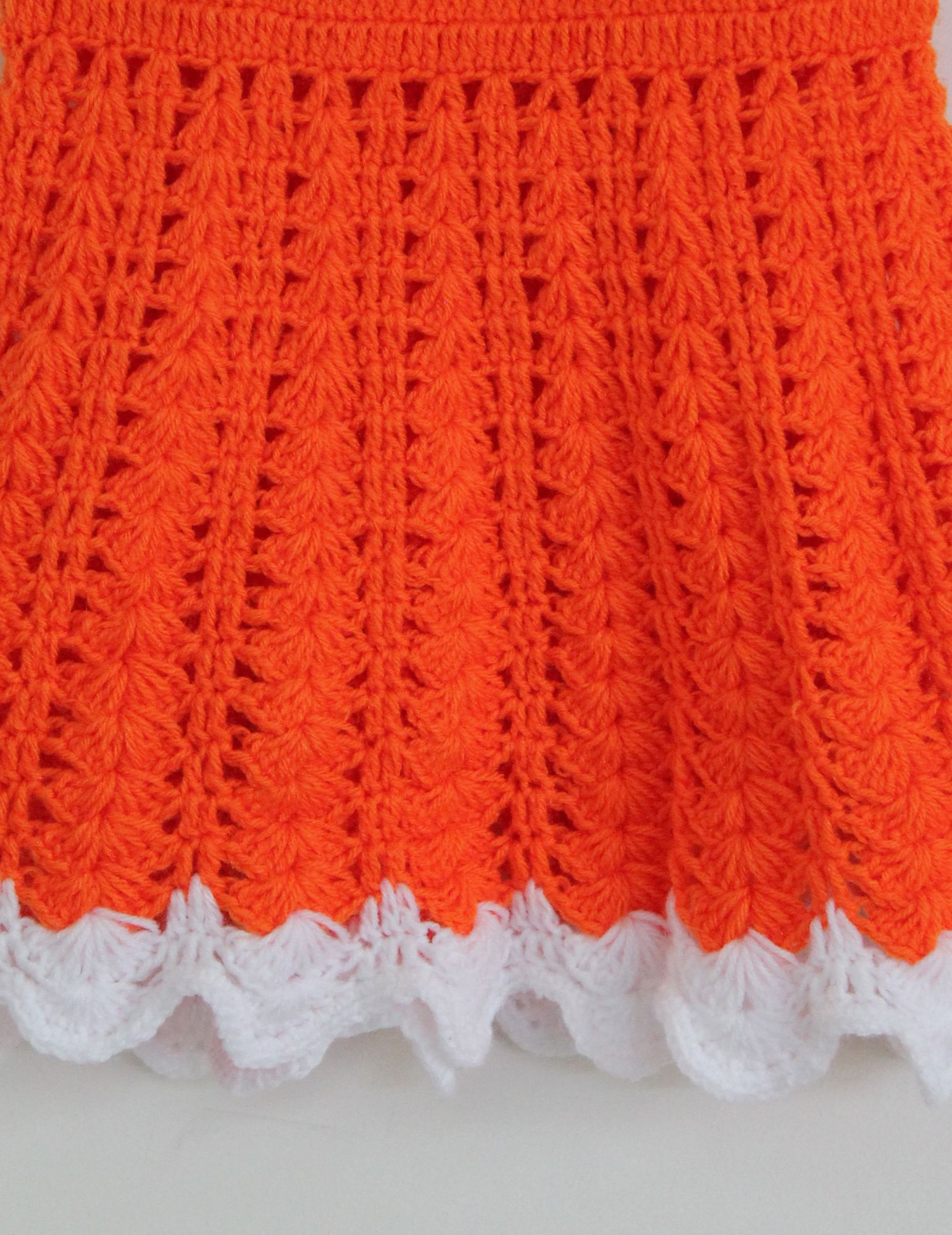 Woonie Short Sleeves Shell Woven Handmade Dress - Orange