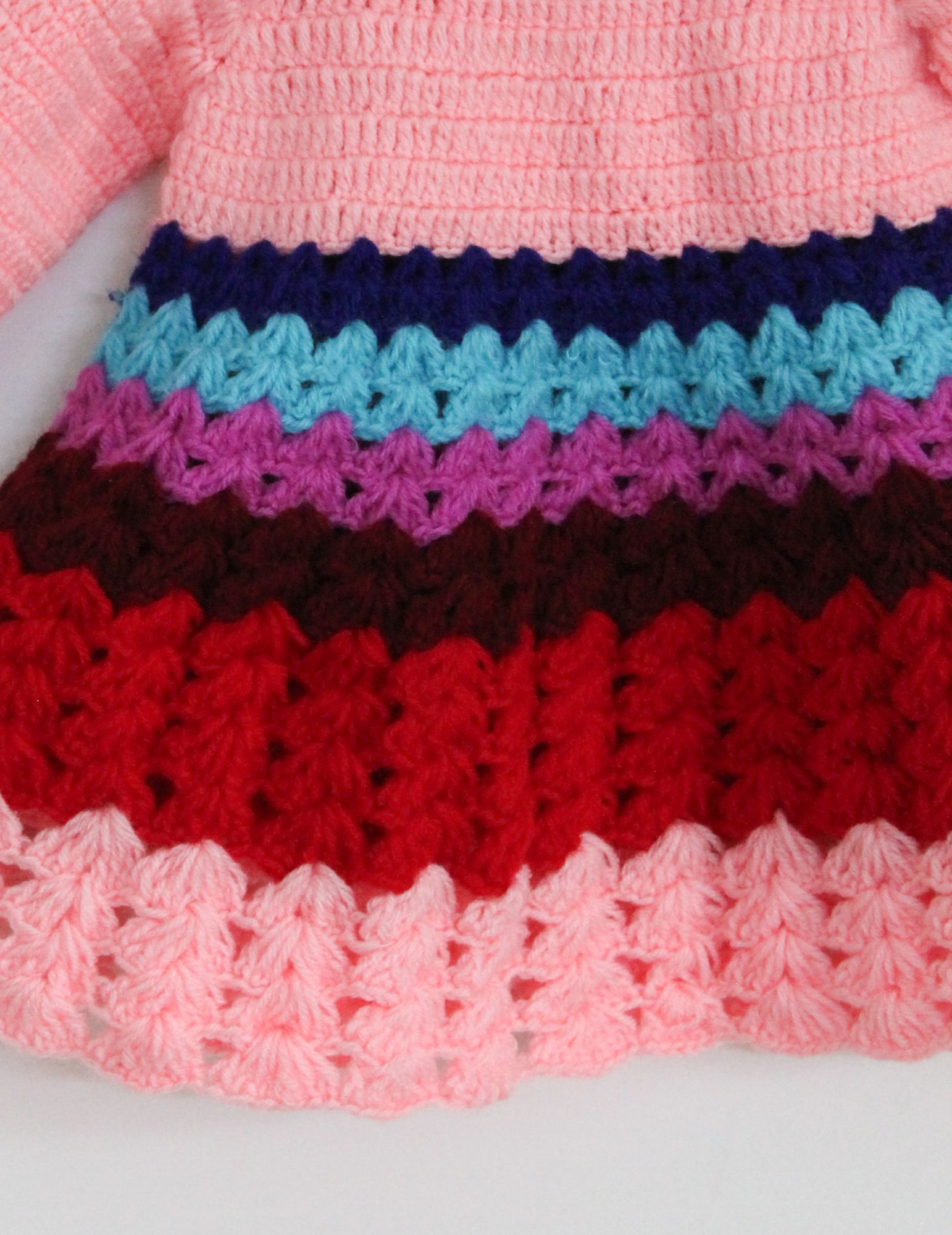 Woonie Full Sleeves Striped Handmade Dress - Multi Colour