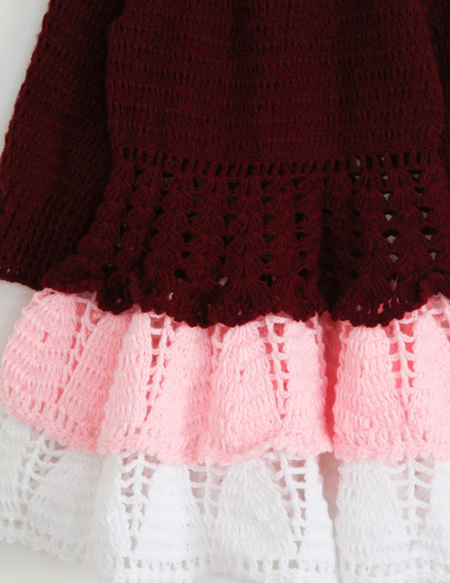 Woonie Full Sleeves Handmade Layered Dress - Maroon