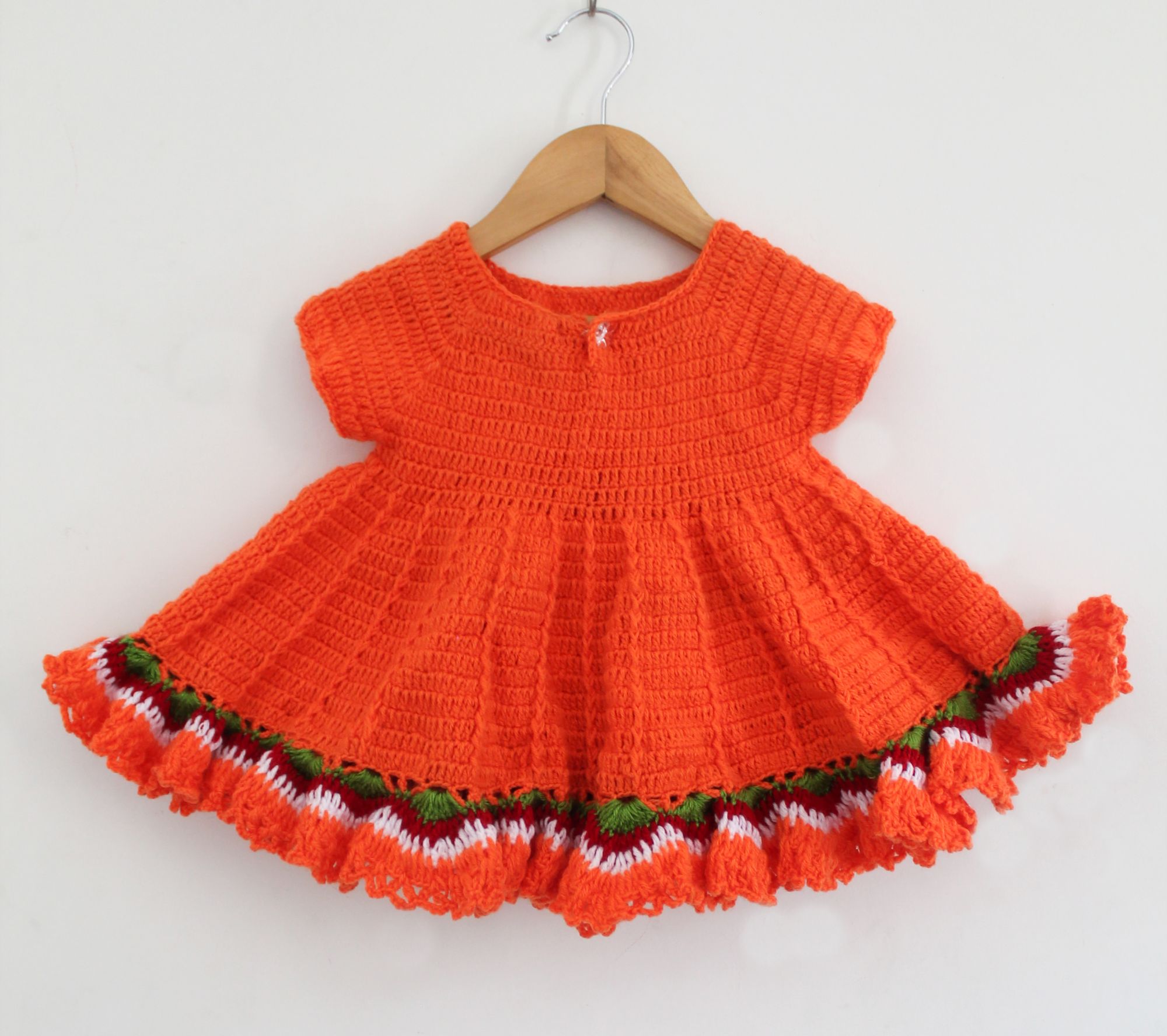 Woonie Short Sleeves Handmade Bow Detailing Dress - Orange